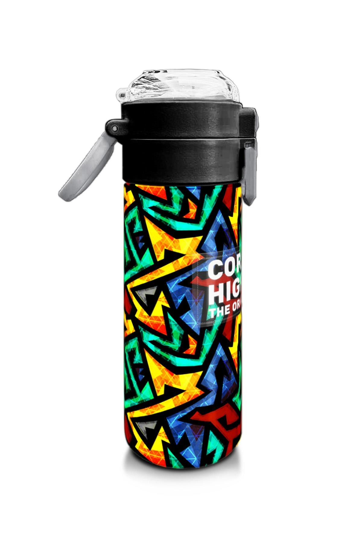 Coral High Kids Siyah Grafiti Desenli Pipetli ve Direkt İçim Çelik Termos 500 ml 31847