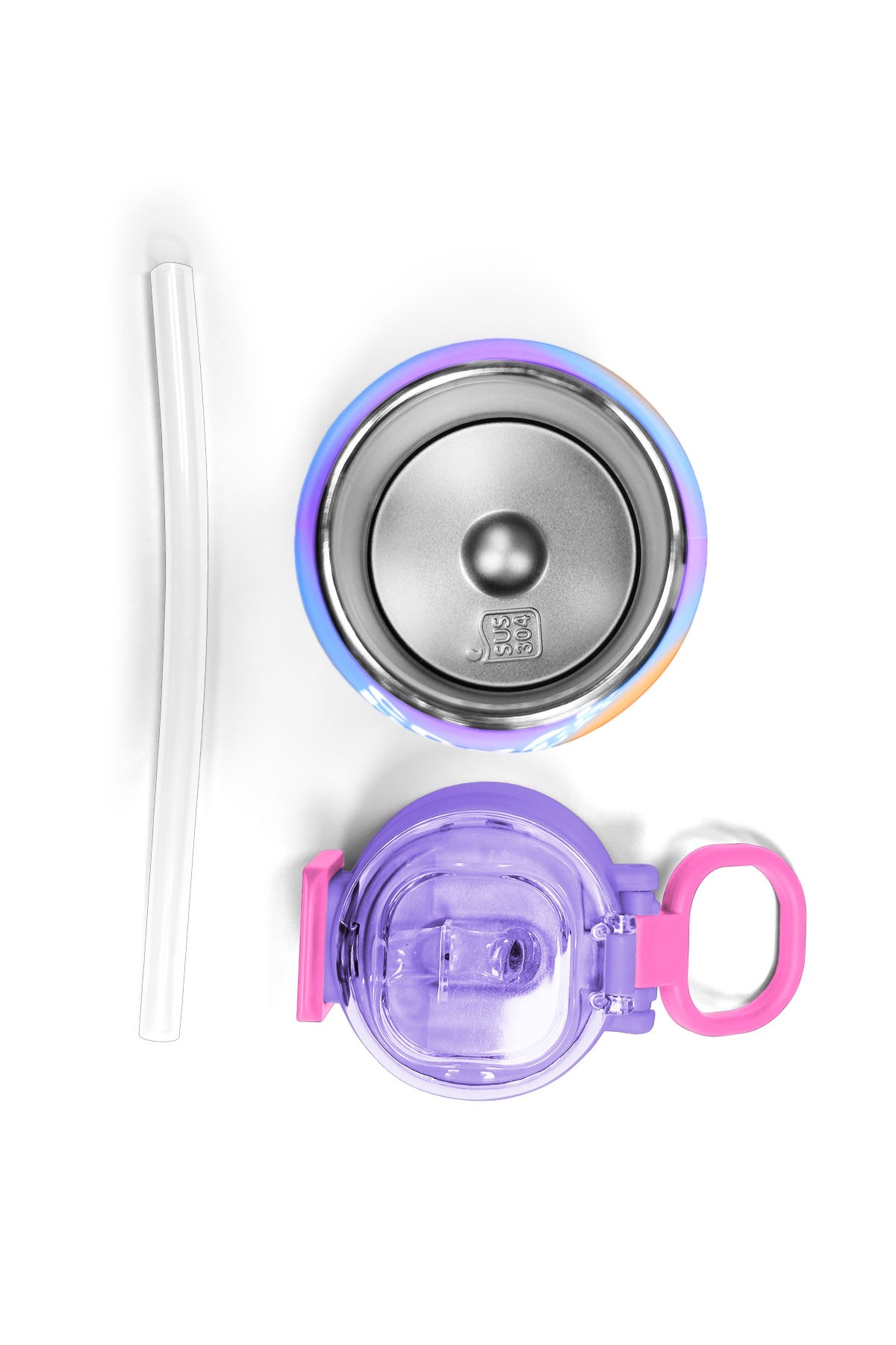 Coral High Kids Renk Geçişli Desenli Pipetli ve Direkt İçim Çelik Termos 500 ml 31875