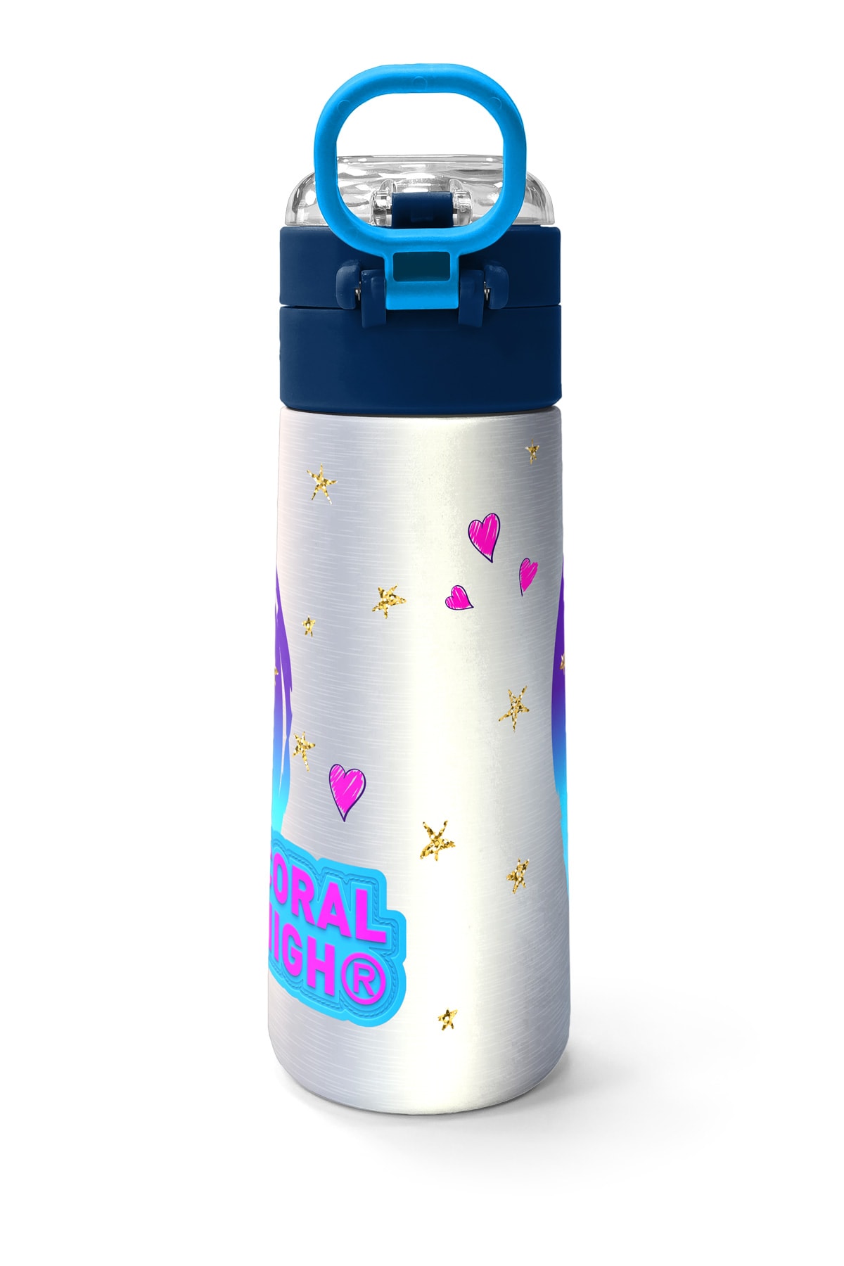 Coral High Kids Pembe Mavi Peri Desenli Pipetli ve Direkt İçim Çelik Termos 500 ml 31803