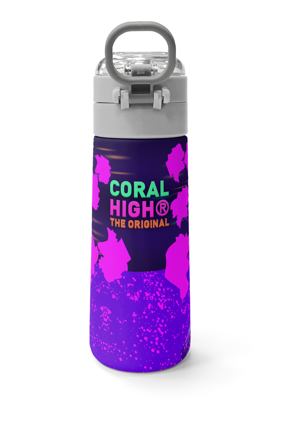 Coral High Kids Mor Pembe Anime Kedi Desenli Pipetli ve Direkt İçim Çelik Termos 500 ml 31954