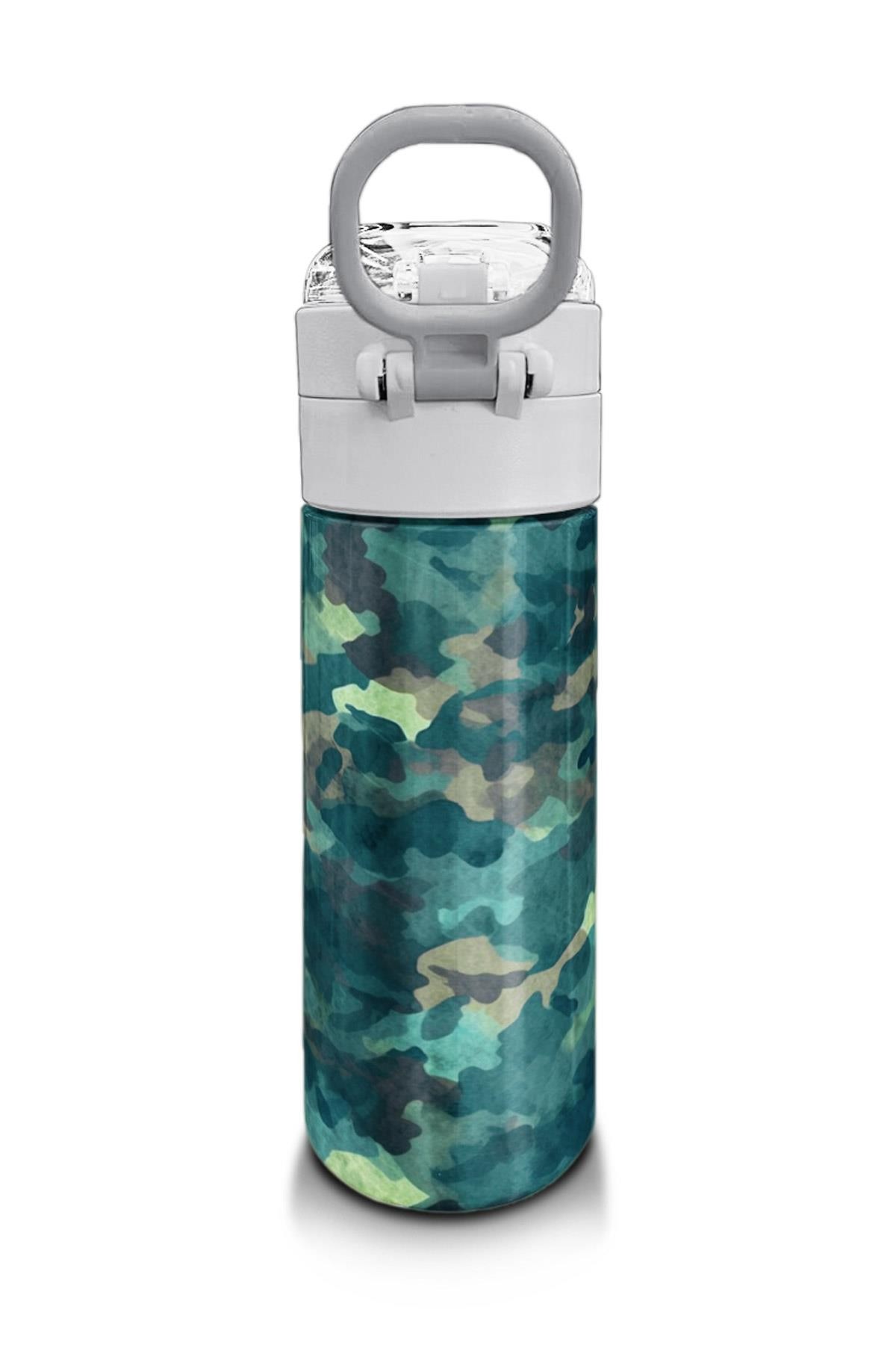 Coral High Kids Nefti Kamuflaj Desenli Pipetli ve Direkt İçim Çelik Termos 500 ml 31845