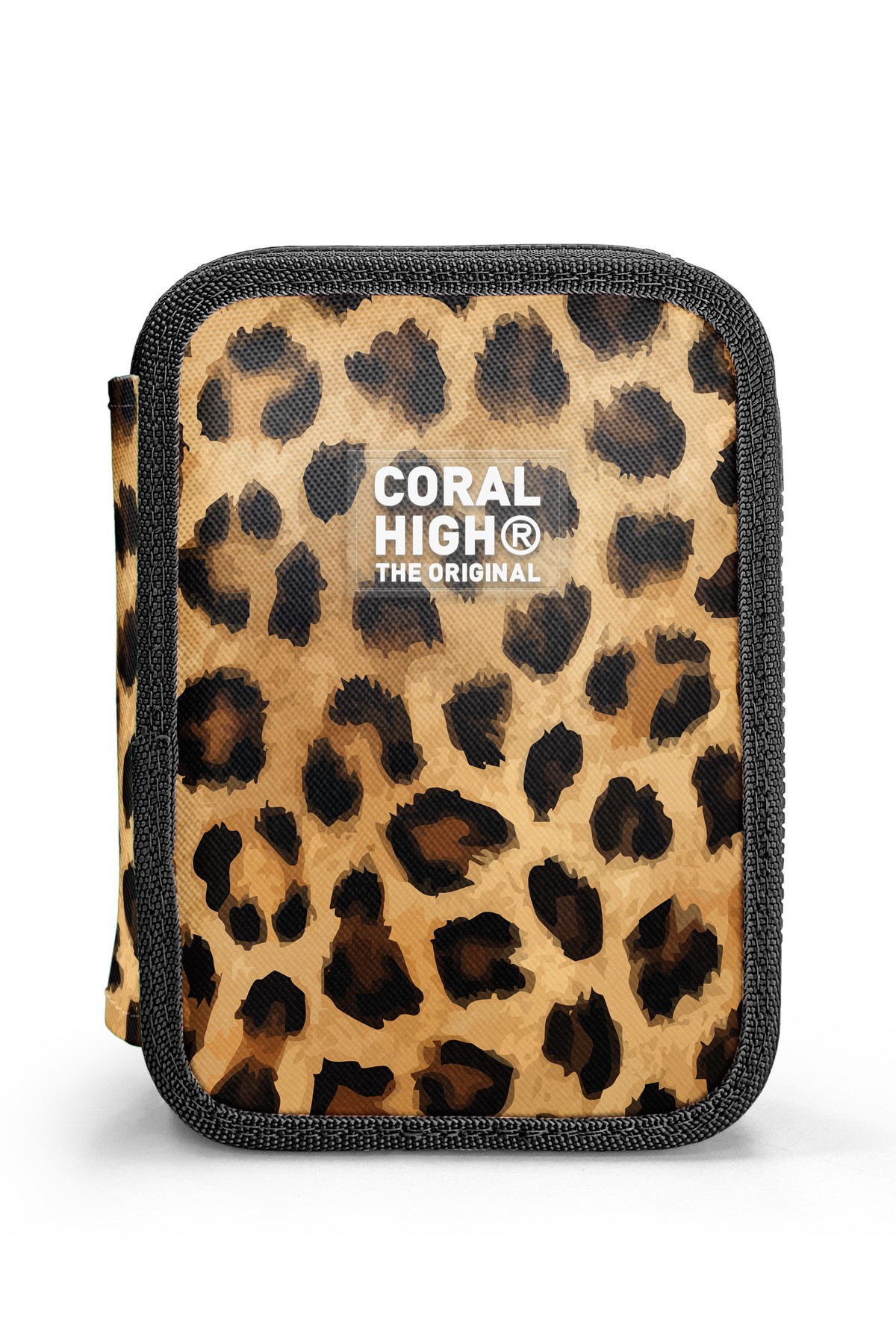 Coral High Kahverengi Leopar Desenli Çift Katlı Kalem Çanta 11147