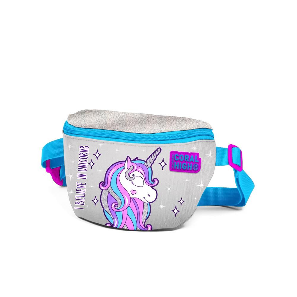 Coral High Kids Pembe Gümüş Unicorn Desenli Bel Çantası 22490