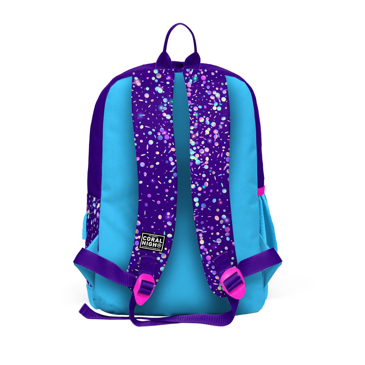 Coral High Kids Mor Mavi Pembe Kalp Desenli Dört Bölmeli USB'li Okul Sırt Çantası 23840