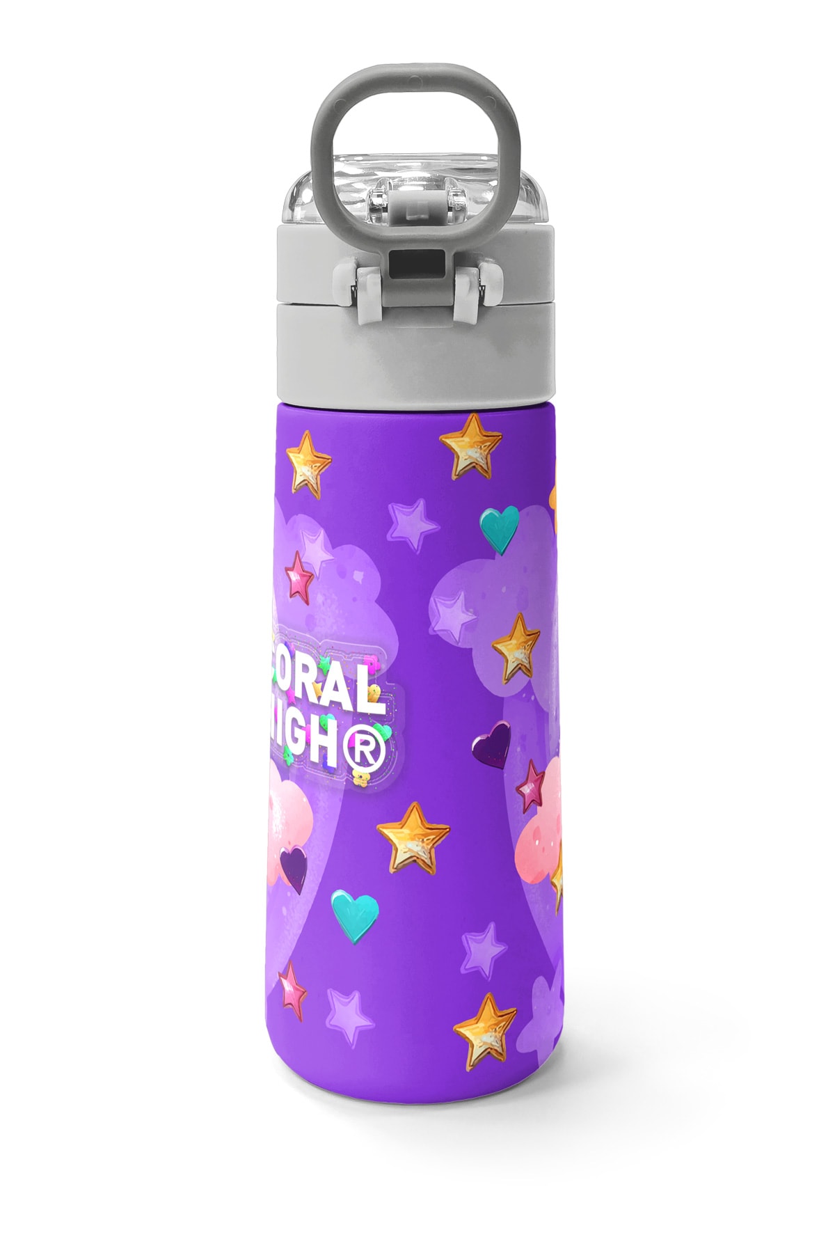 Coral High Kids Mor Pembe Unicorn Dondurma Desenli Pipetli ve Direkt İçim Çelik Termos 500 ml 31859