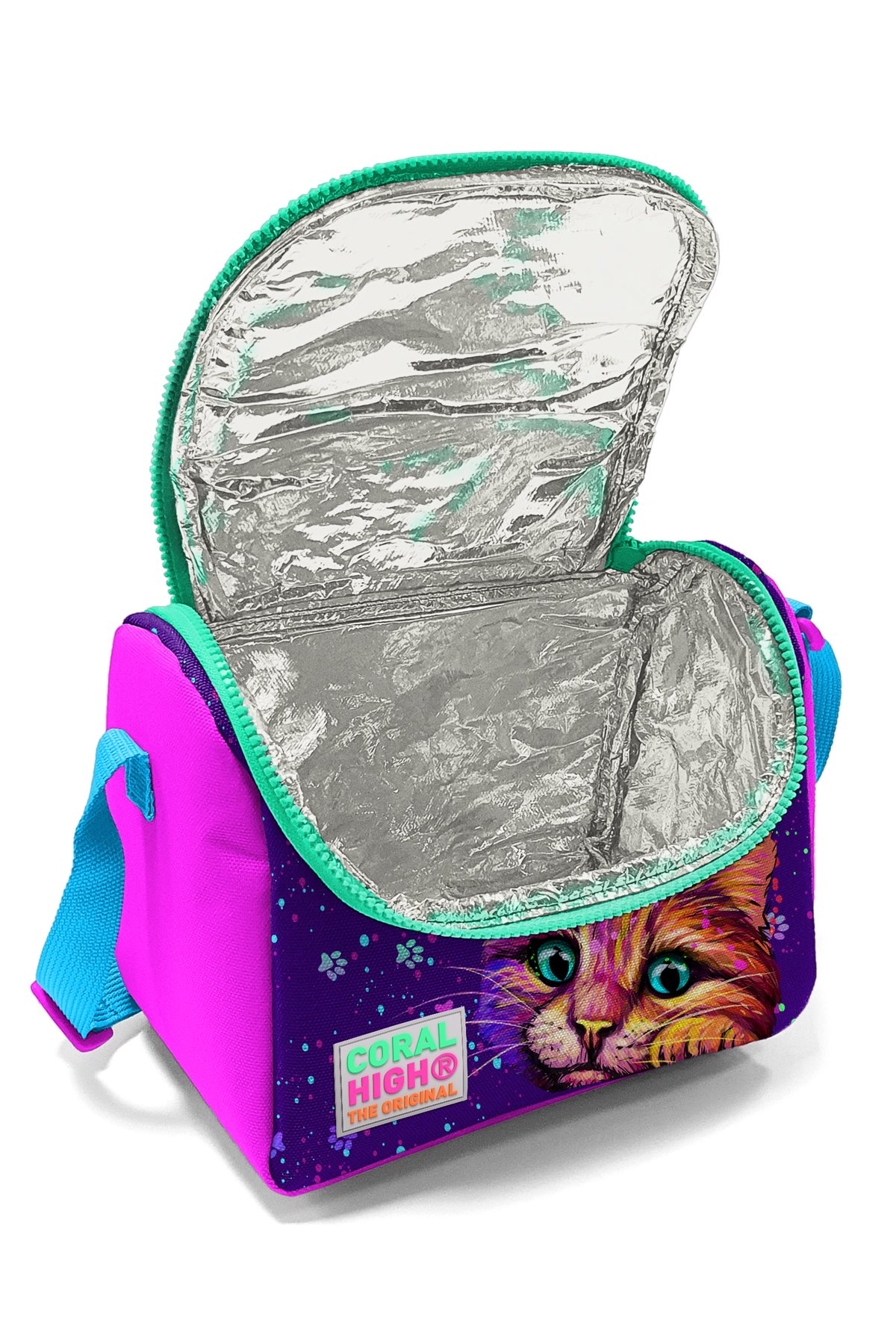 Coral High Kids Pembe Mor Kedi Desenli Thermo Beslenme Çantası 11732