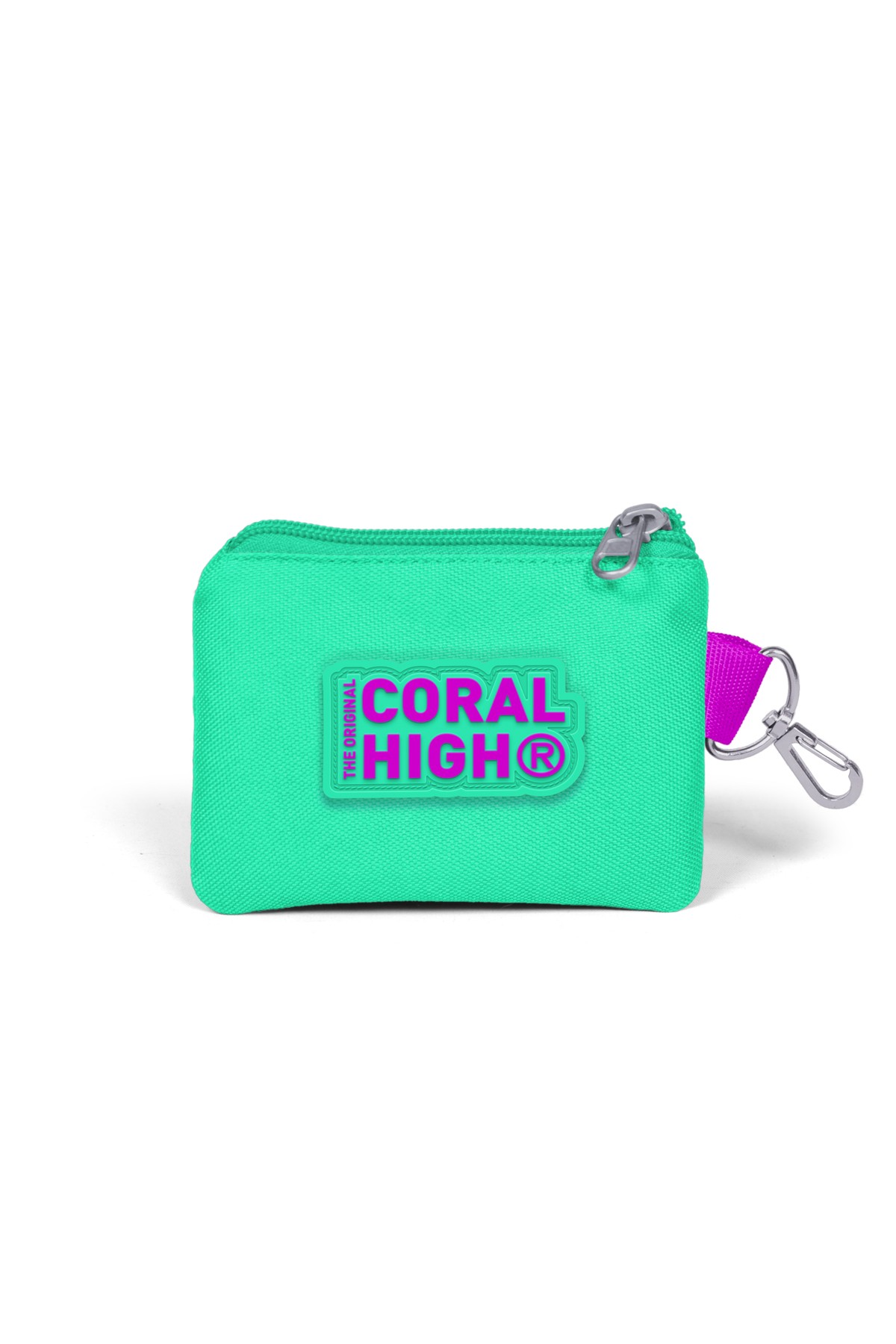 Coral High Kids Pembe Su Yeşili Kedi Desenli Simli Bozuk Para Çantası 21795