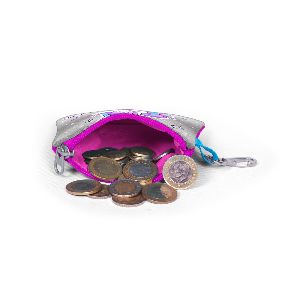 Coral High Kids Pembe Gümüş  Unicorn Desenli Bozuk Para Çantası 21758