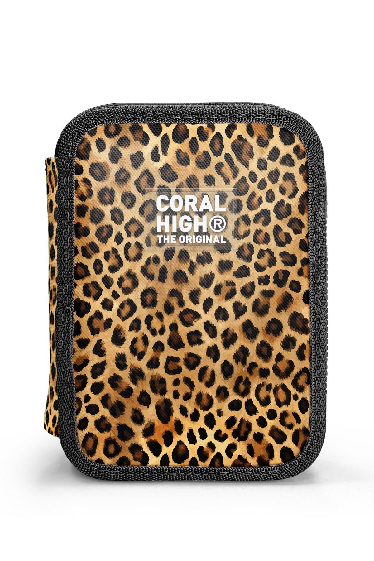 Coral High Kahverengi Leopar Desenli Çift Katlı Kalem Çanta 11147