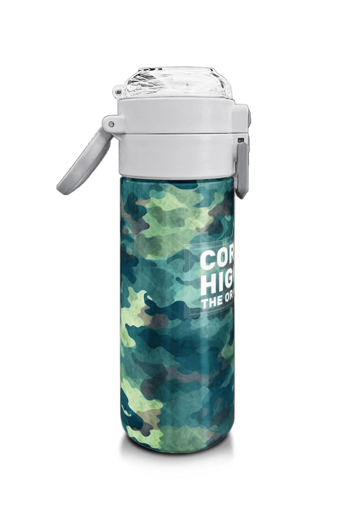 Coral High Kids Nefti Kamuflaj Desenli Pipetli ve Direkt İçim Çelik Termos 500 ml 31845