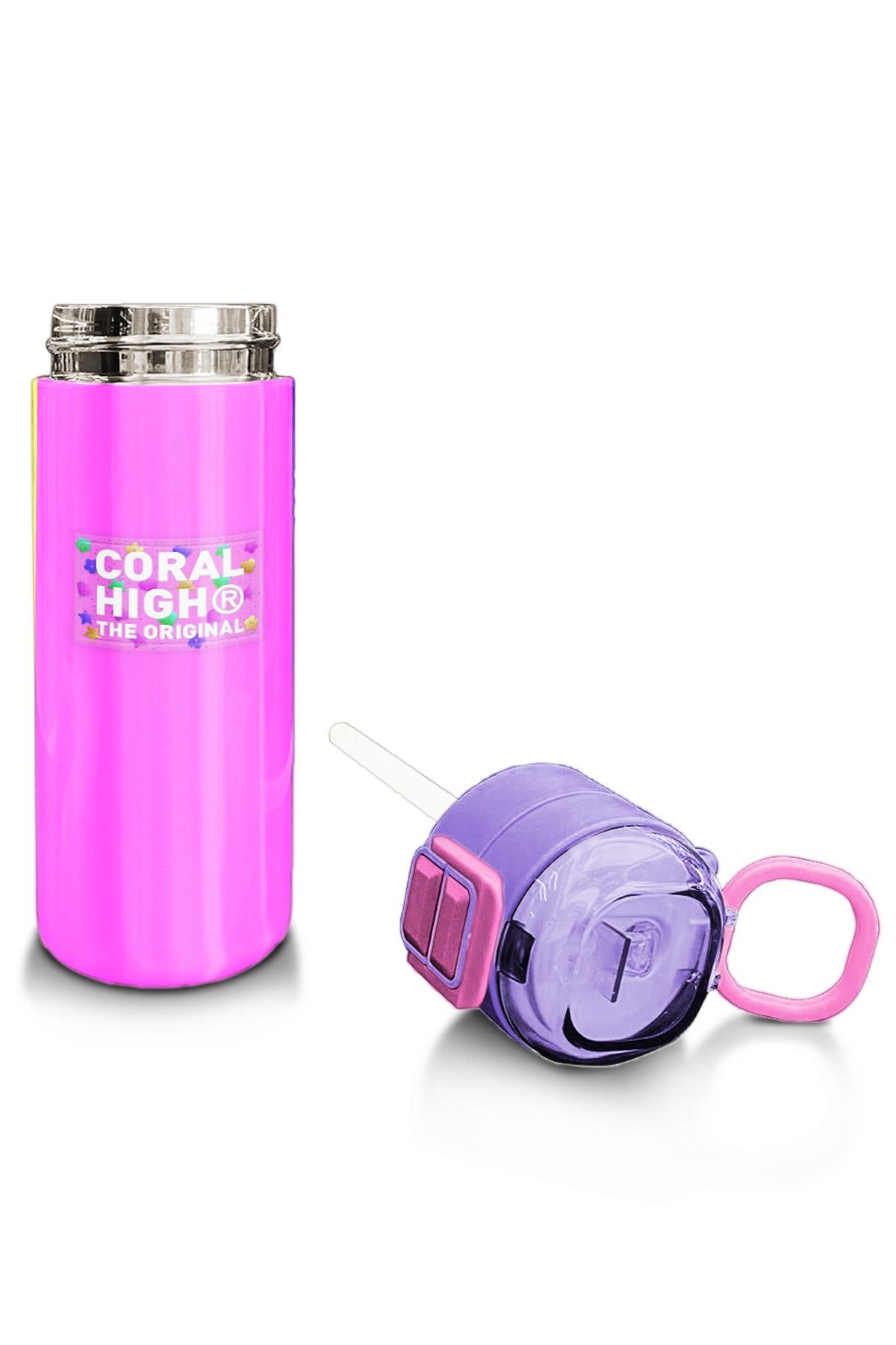 Coral High Kids Çok Renkli Desenli Pipetli ve Direkt İçim Çelik Termos 500 ml 31876