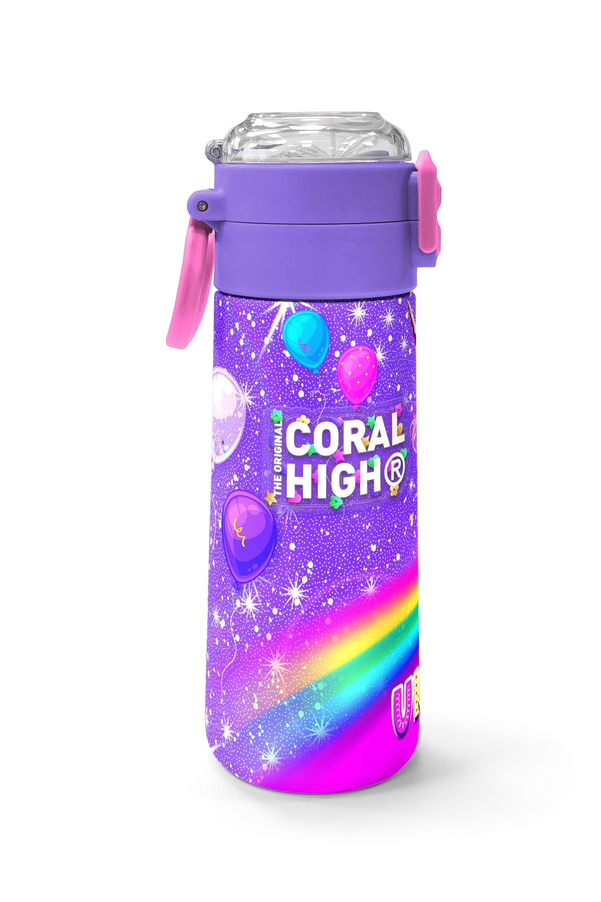 Coral High Kids Mor Unicorn Desenli Pipetli ve Direkt İçim Çelik Termos 500 ml 31837