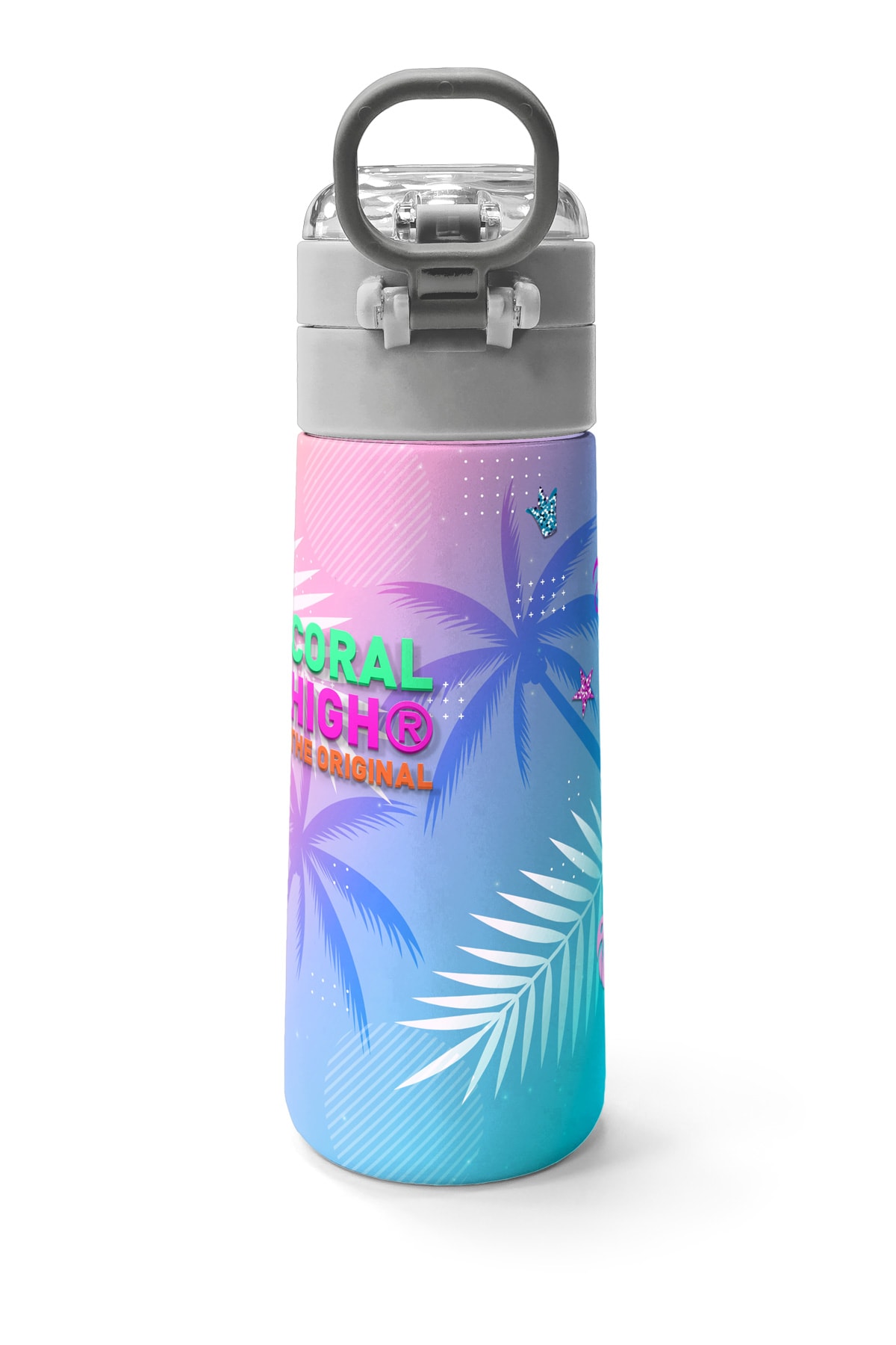 Coral High Kids Lavanta Pembe Flamingo Desenli Pipetli ve Direkt İçim Çelik Termos 500 ml 31921
