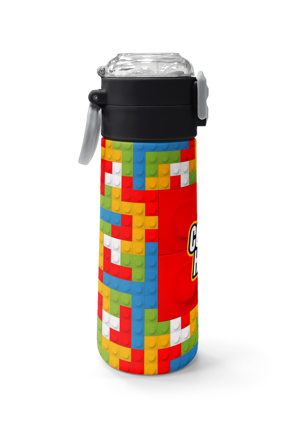Coral High Kids Blok Desenli Pipetli ve Direkt İçim Çelik Termos 500 ml 31991