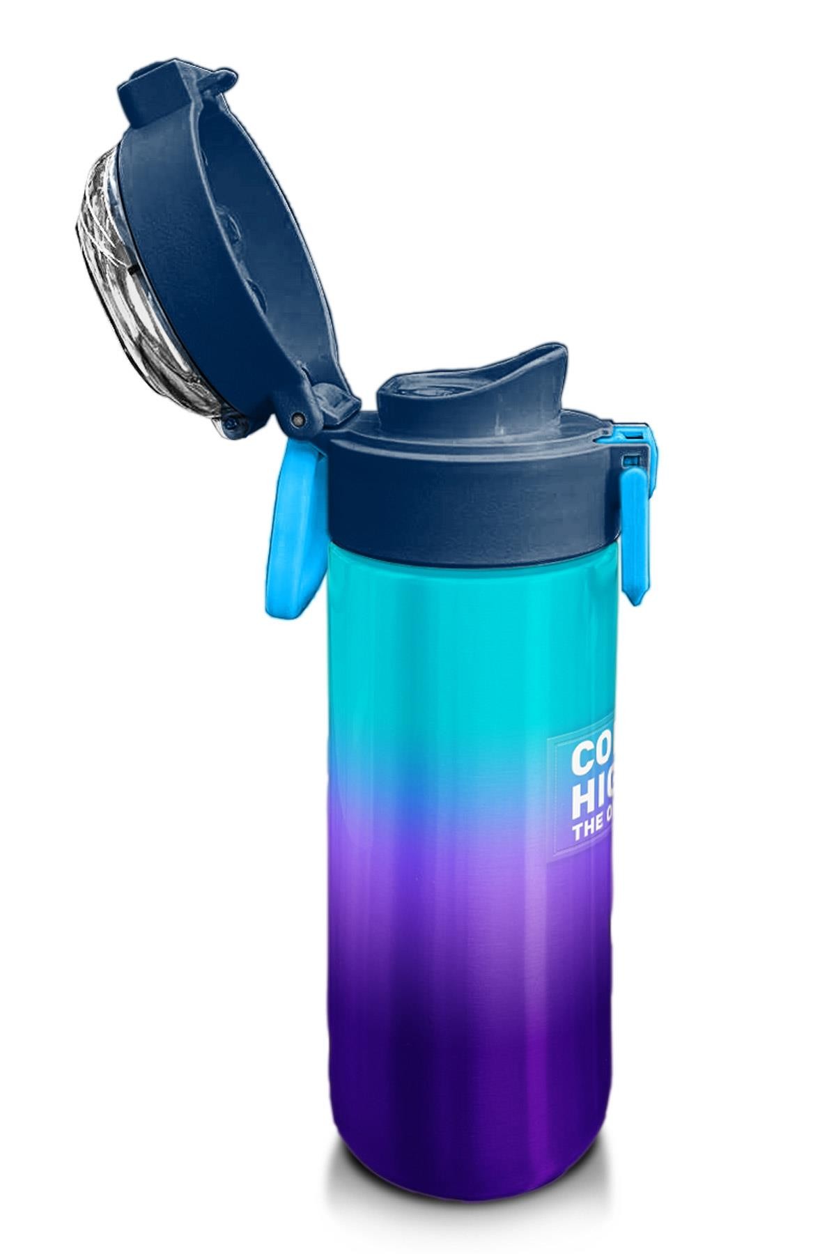 Coral High Kids Mor Renk Geçişli Desenli Pipetli ve Direkt İçim Çelik Termos 500 ml 31964