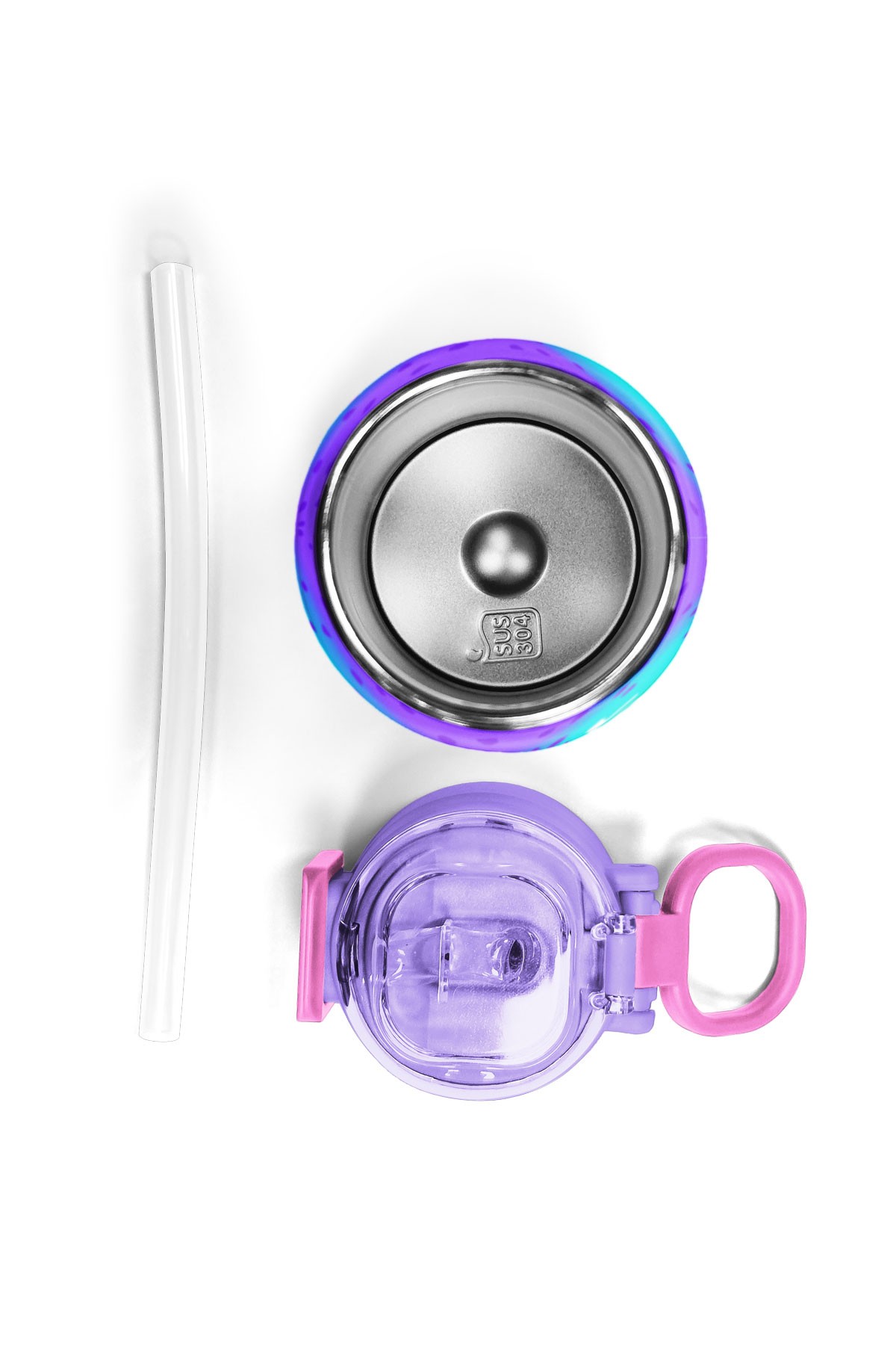 Coral High Kids Mor Lila Renk Geçişli Pipetli ve Direkt İçim Çelik Termos 500 ml 31850