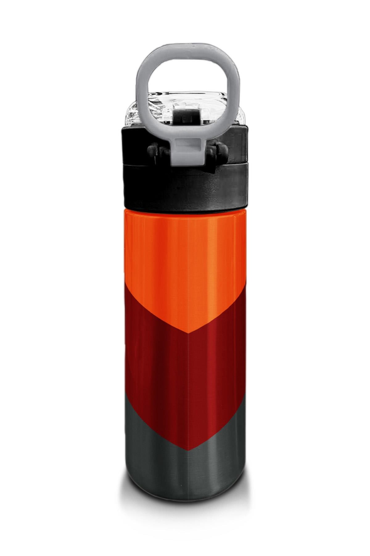 Coral High Kids Turuncu Bordo Desenli Pipetli ve Direkt İçim Çelik Termos 500 ml 31892