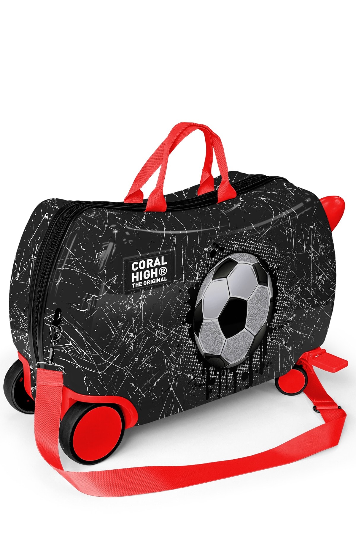Coral High Siyah Kids Futbol Desenli Otur-Çek Çocuk Valizi 16369