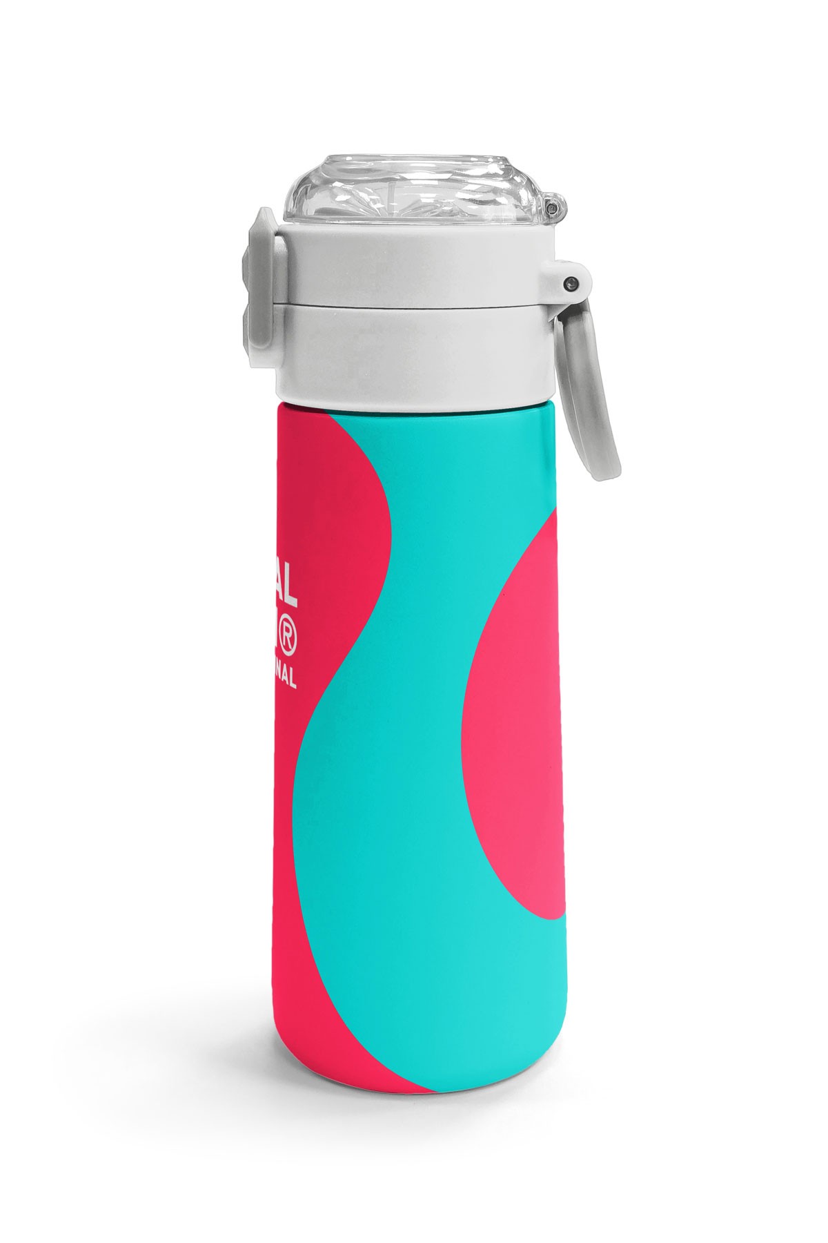 Coral High Kids Neon Mercan Turkuaz Desenli Pipetli ve Direkt İçim Çelik Termos 500 ml 31885