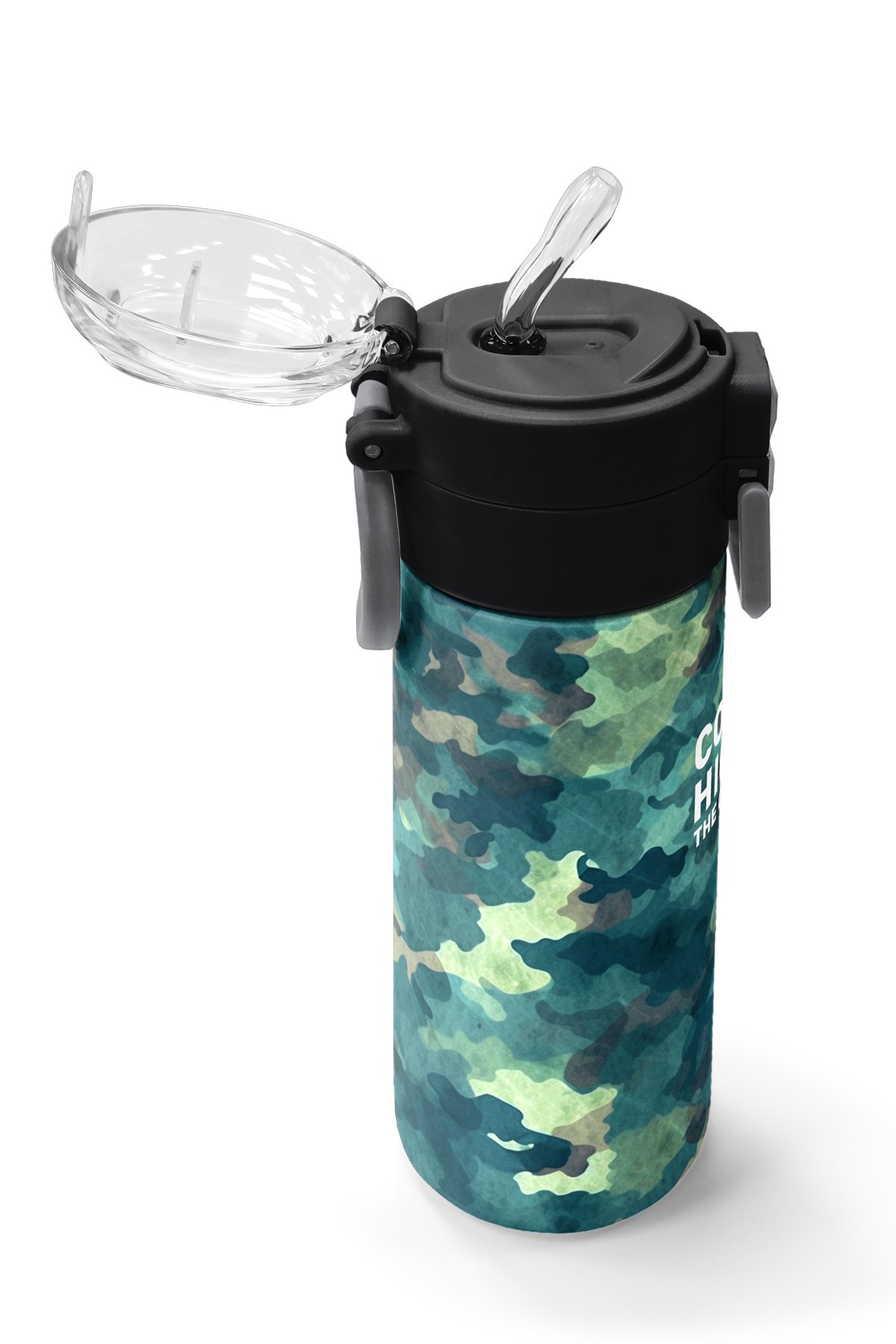 Coral High Kids Nefti Kamuflaj Desenli Pipetli ve Direkt İçim Çelik Termos 500 ml 31845