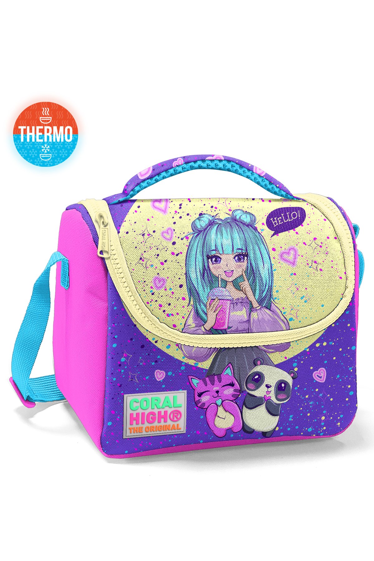 Coral High Kids Mor Pembe Anime Desenli Thermo Beslenme Çantası 11735