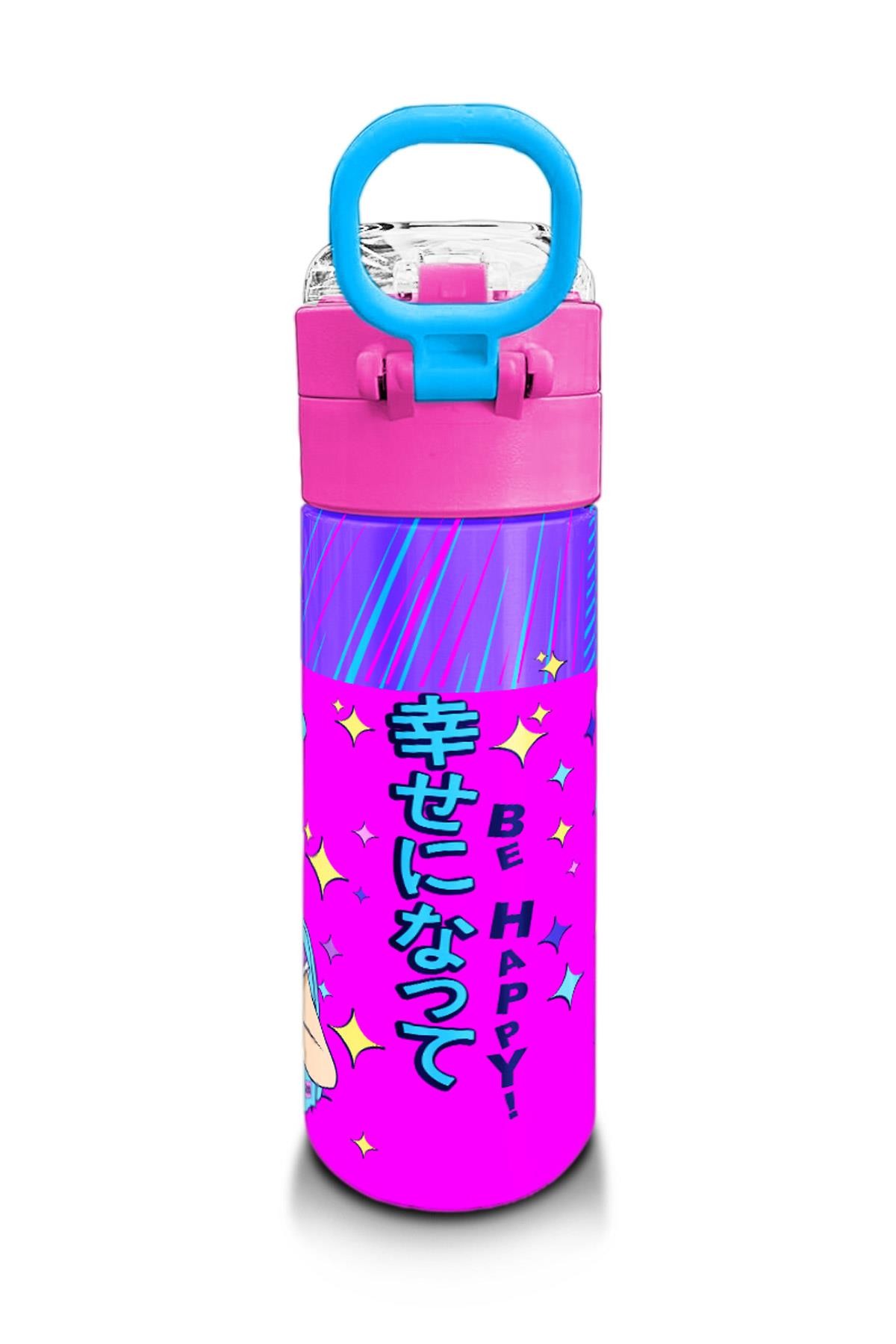 Coral High Kids Mor Pembe Mavi K-PopDesenli Pipetli ve Direkt İçim Çelik Termos 500 ml 31831