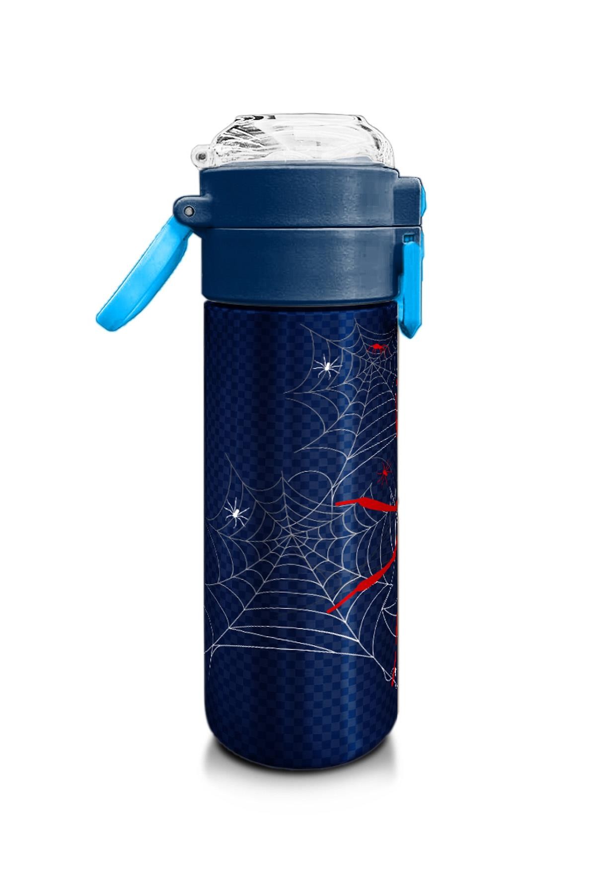 Coral High Kids Lacivert Kırmızı Örümcek Desenli Pipetli ve Direkt İçim Çelik Termos 500 ml 31931