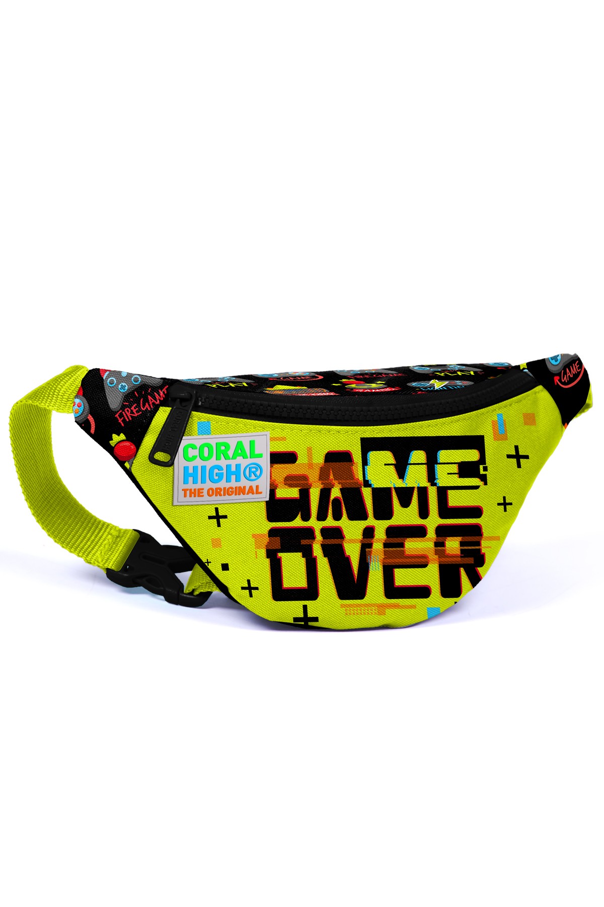 Coral High Kids Siyah Neon Sarı Game Over Desenli Bel Çantası 22428