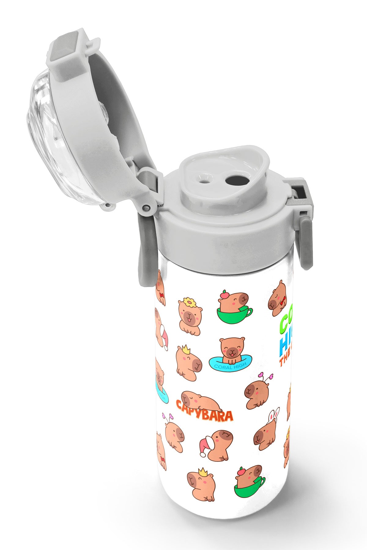 Coral High Kids Kapibara  Desenli Pipetli ve Direkt İçim Çelik Termos 500 ml 31794