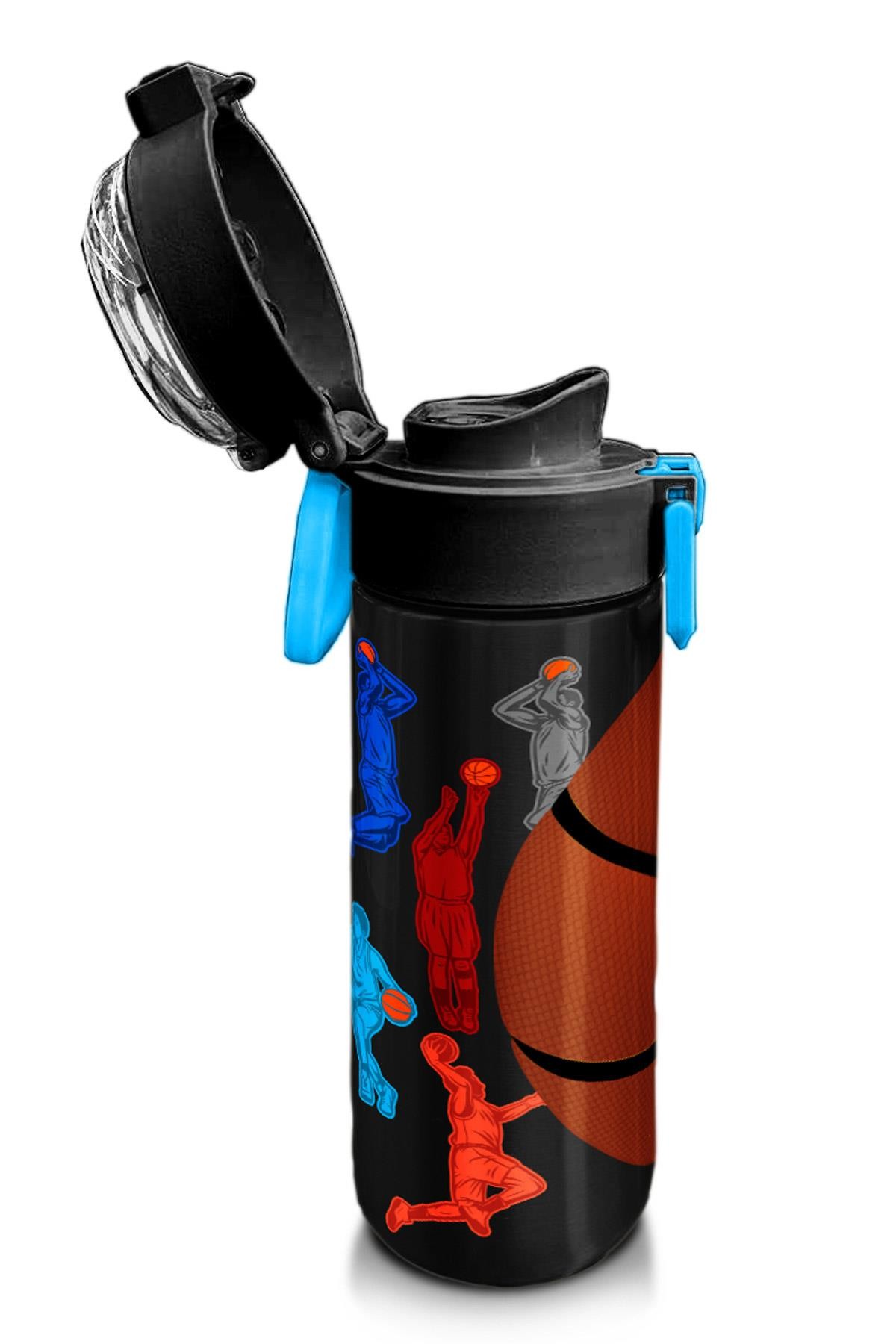 Coral High Kids Siyah Basketbol Desenli Pipetli ve Direkt İçim Çelik Termos 500 ml 31795
