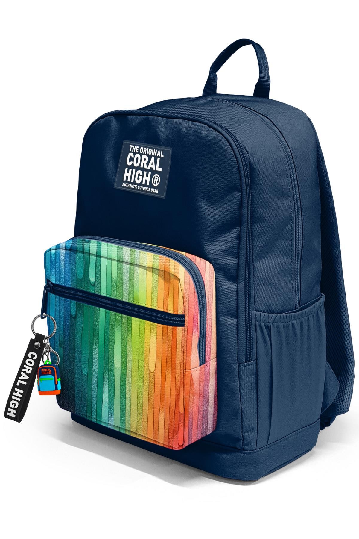 Coral High Lacivert Renkli Çizgili Okul Sırt Çantası 23690