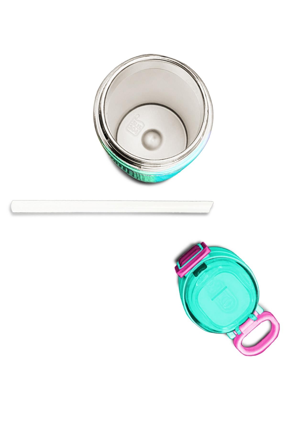 Coral High Kids Renkli Çizgili Pipetli ve Direkt İçim Çelik Termos 500 ml 31844