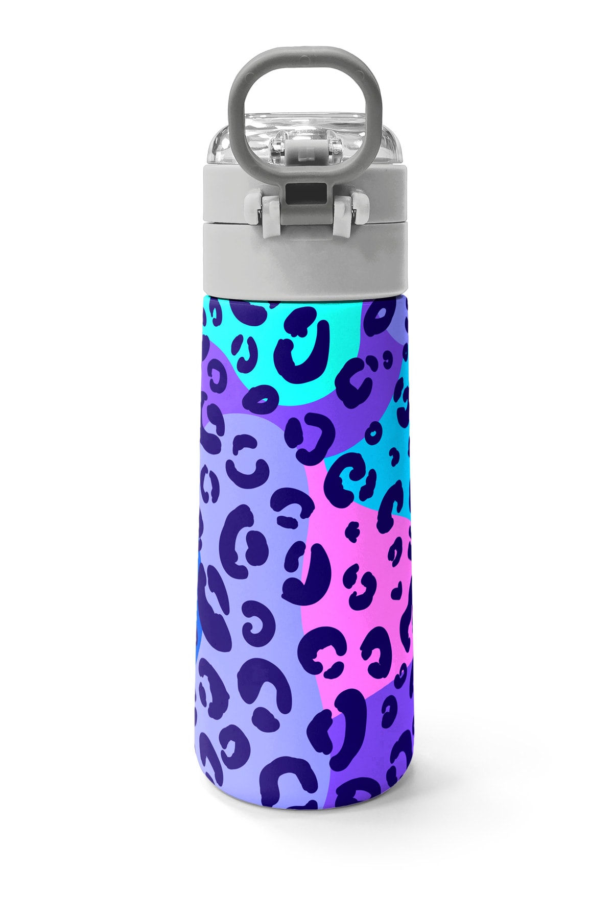 Coral High Kids Mor Leopar Desenli Pipetli ve Direkt İçim Çelik Termos 500 ml 31846