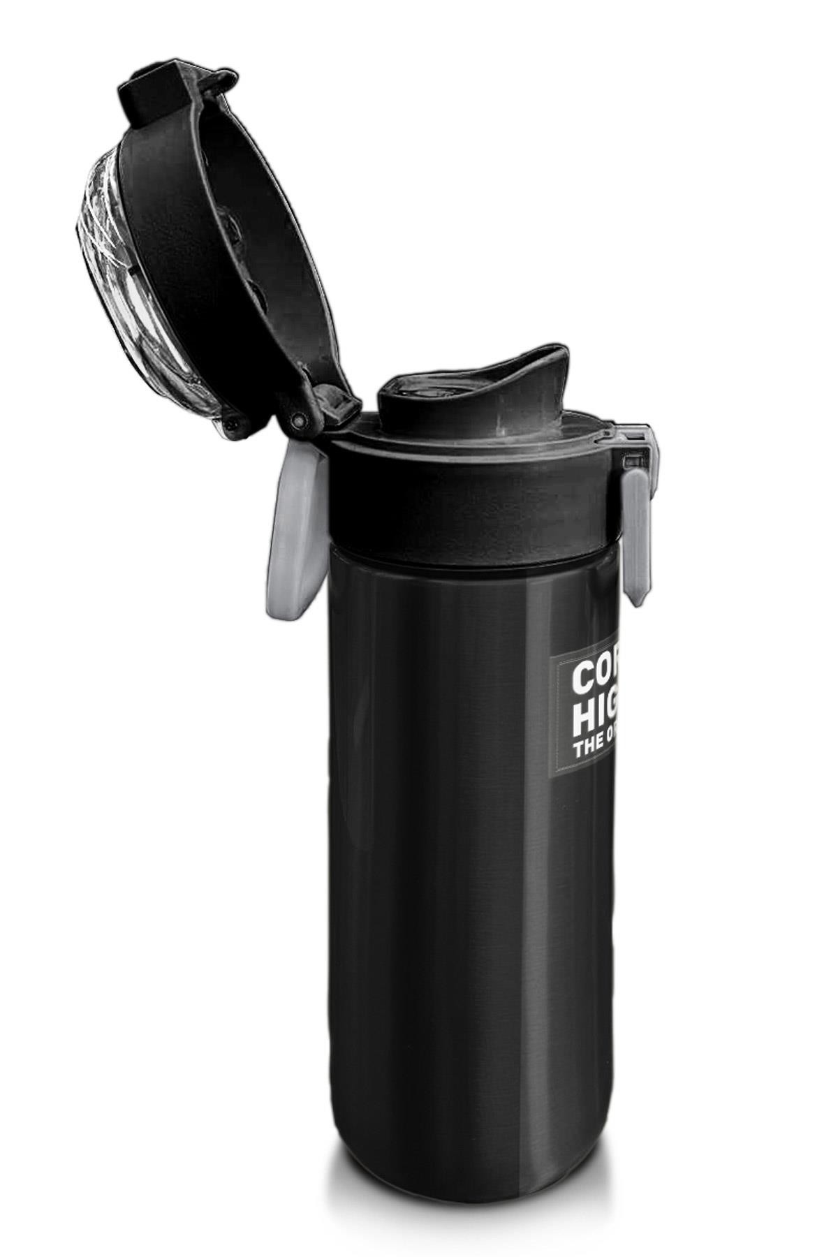Coral High Kids Renkli Çizgili Desenli Pipetli ve Direkt İçim Çelik Termos 500 ml 31896