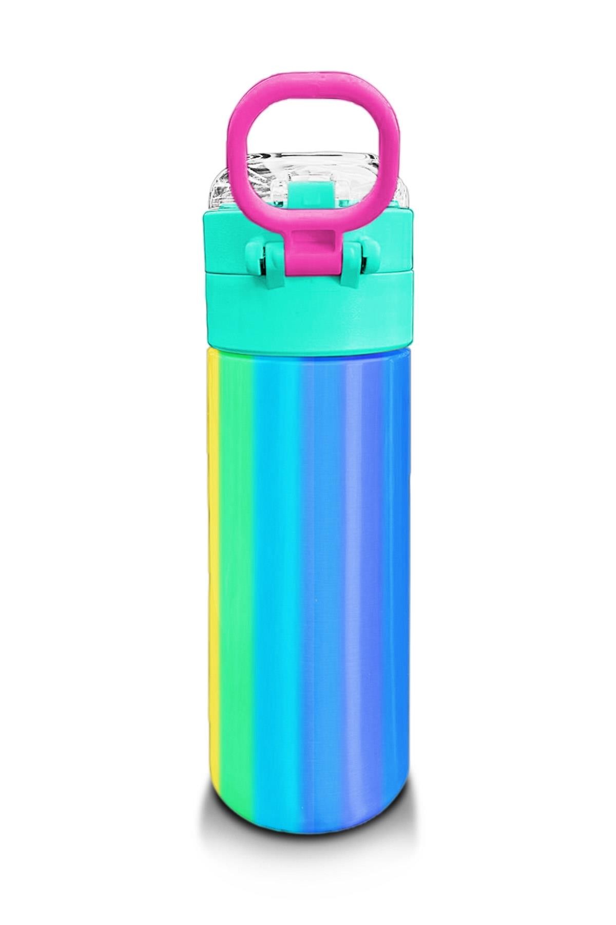 Coral High Kids Renkli Çizgili Desenli Pipetli ve Direkt İçim Çelik Termos 500 ml 31873