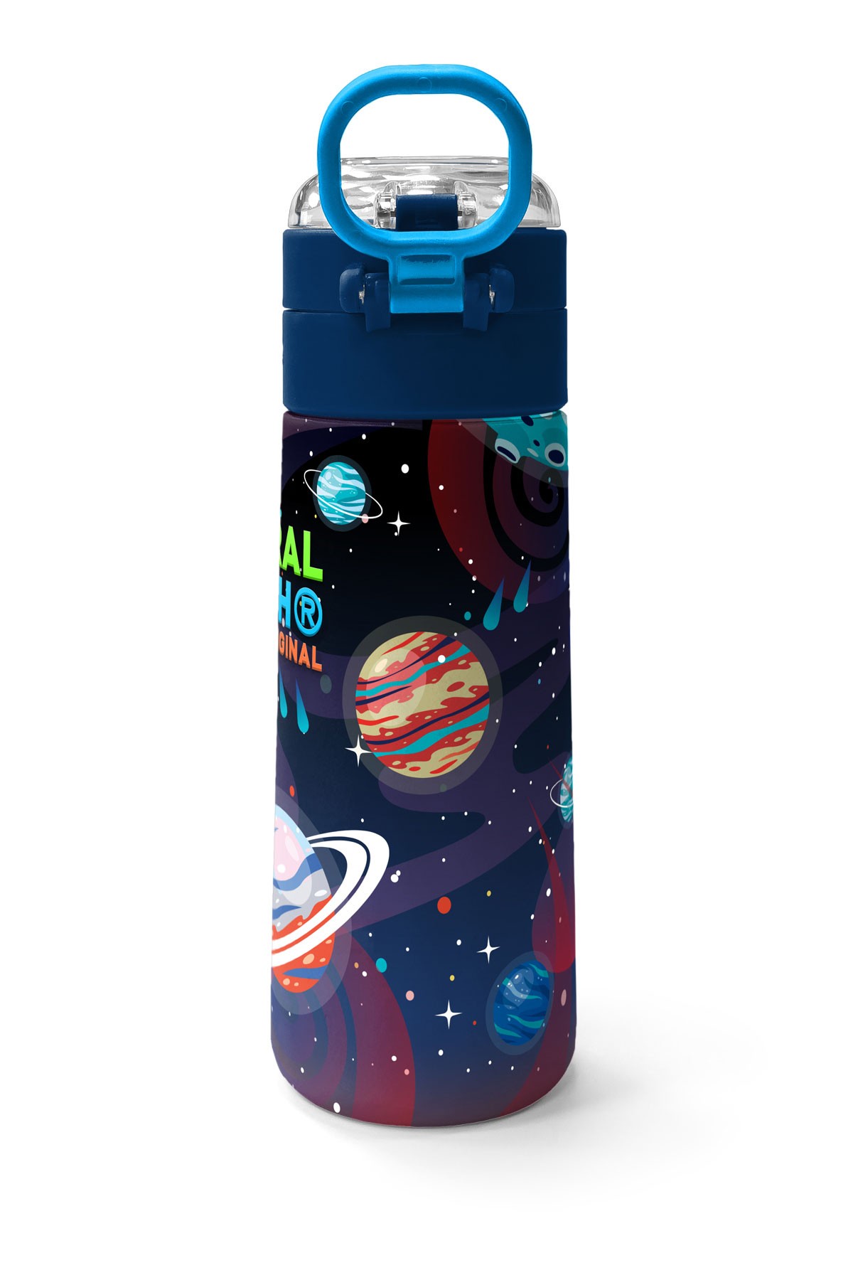 Coral High Kids Saks Mavi Astronot Desenli Pipetli ve Direkt İçim Çelik Termos 500 ml 31933