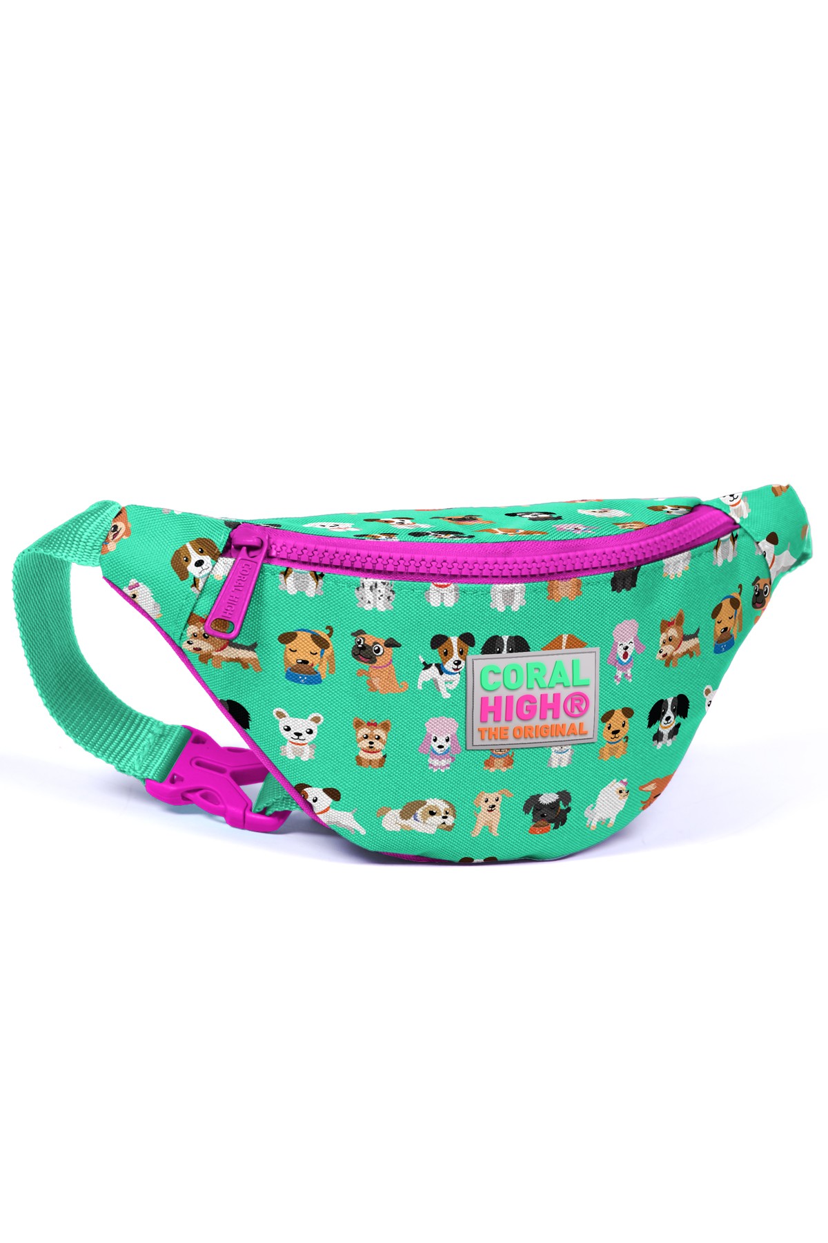Coral High Kids Su Neon Pembe Yeşili Köpek Desenli Bel Çantası 22562