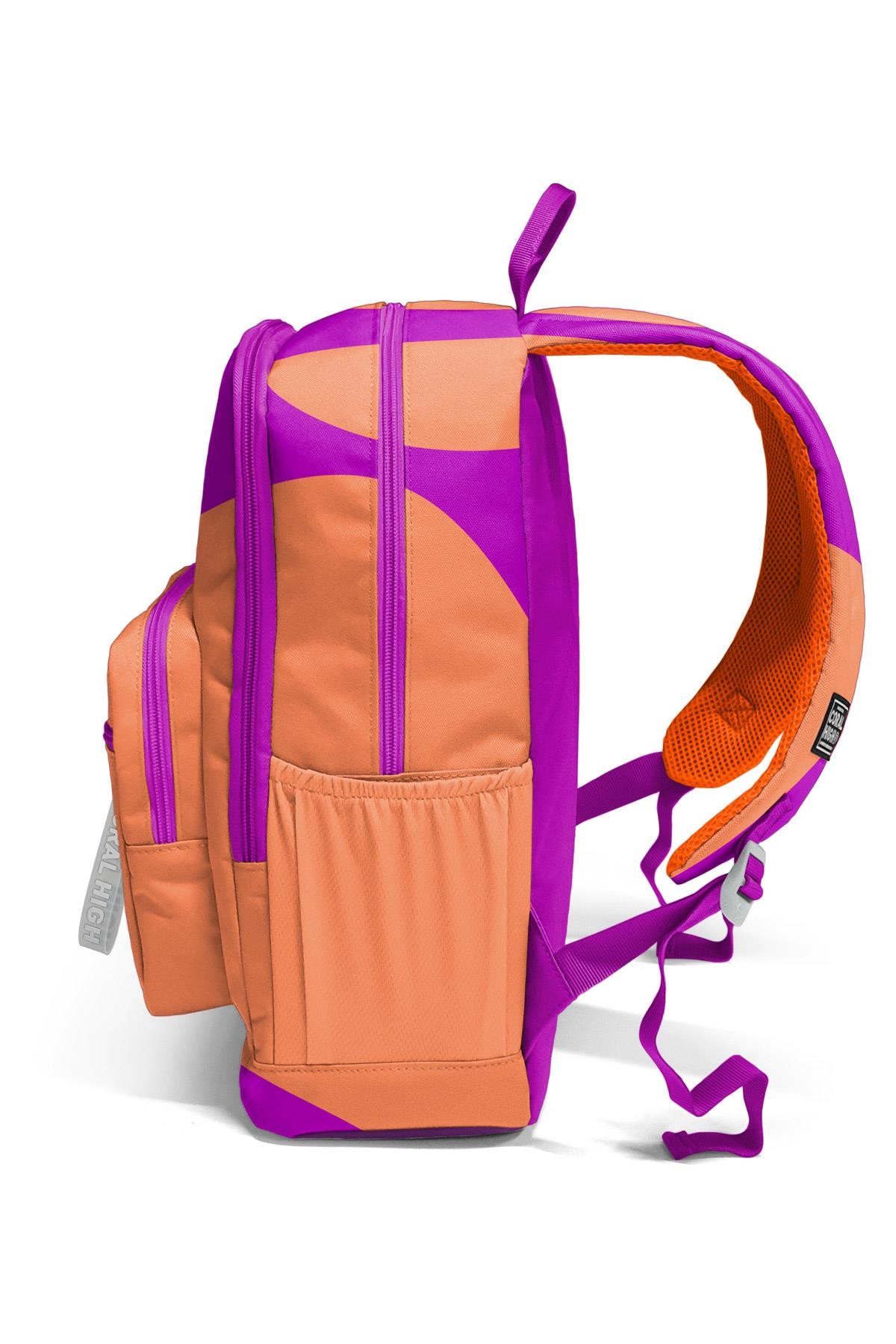 Coral High Koyu Pembe Turuncu Desenli Okul Sırt Çantası 23684