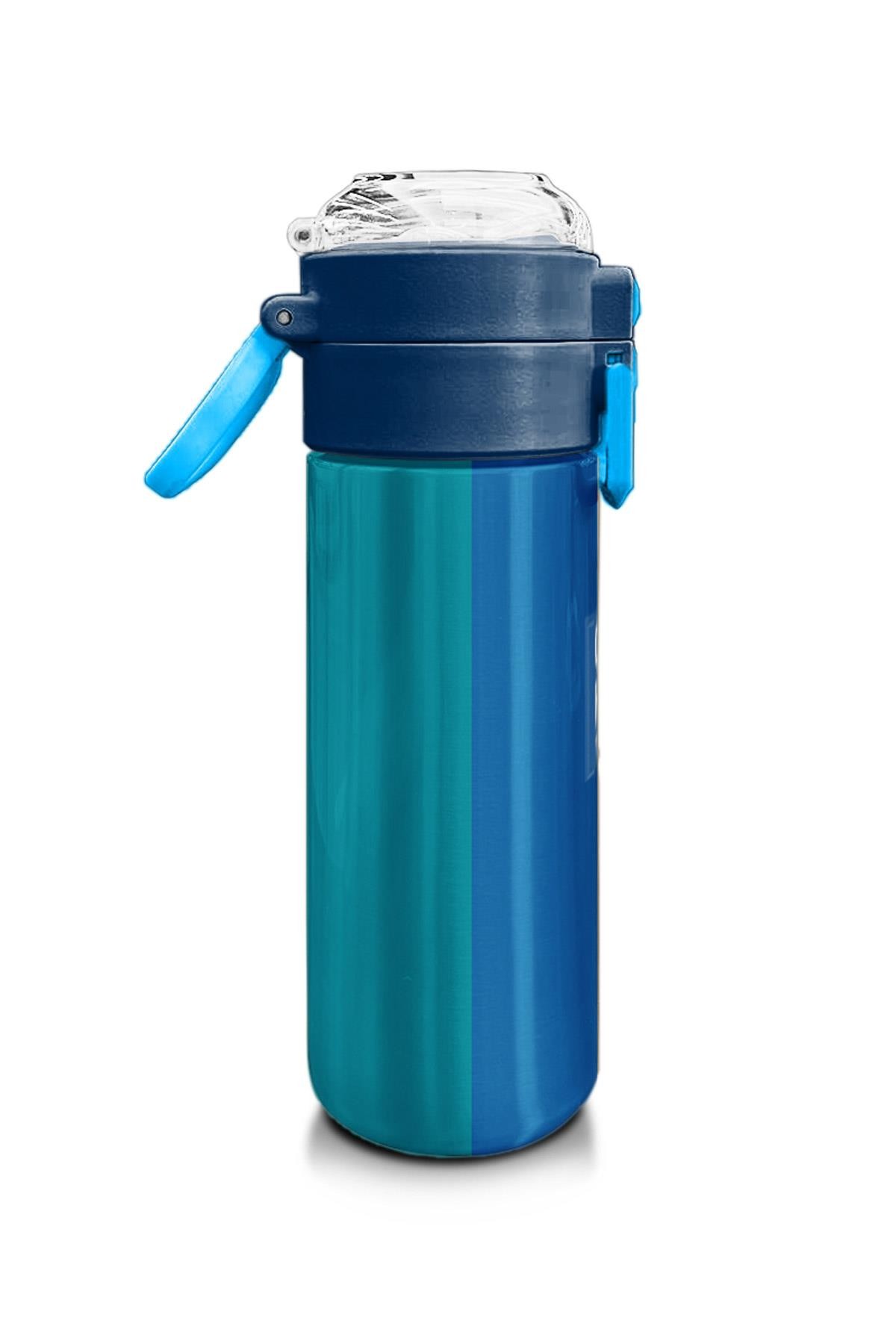Coral High Kids Renkli Çizgili Desenli Pipetli ve Direkt İçim Çelik Termos 500 ml 31879