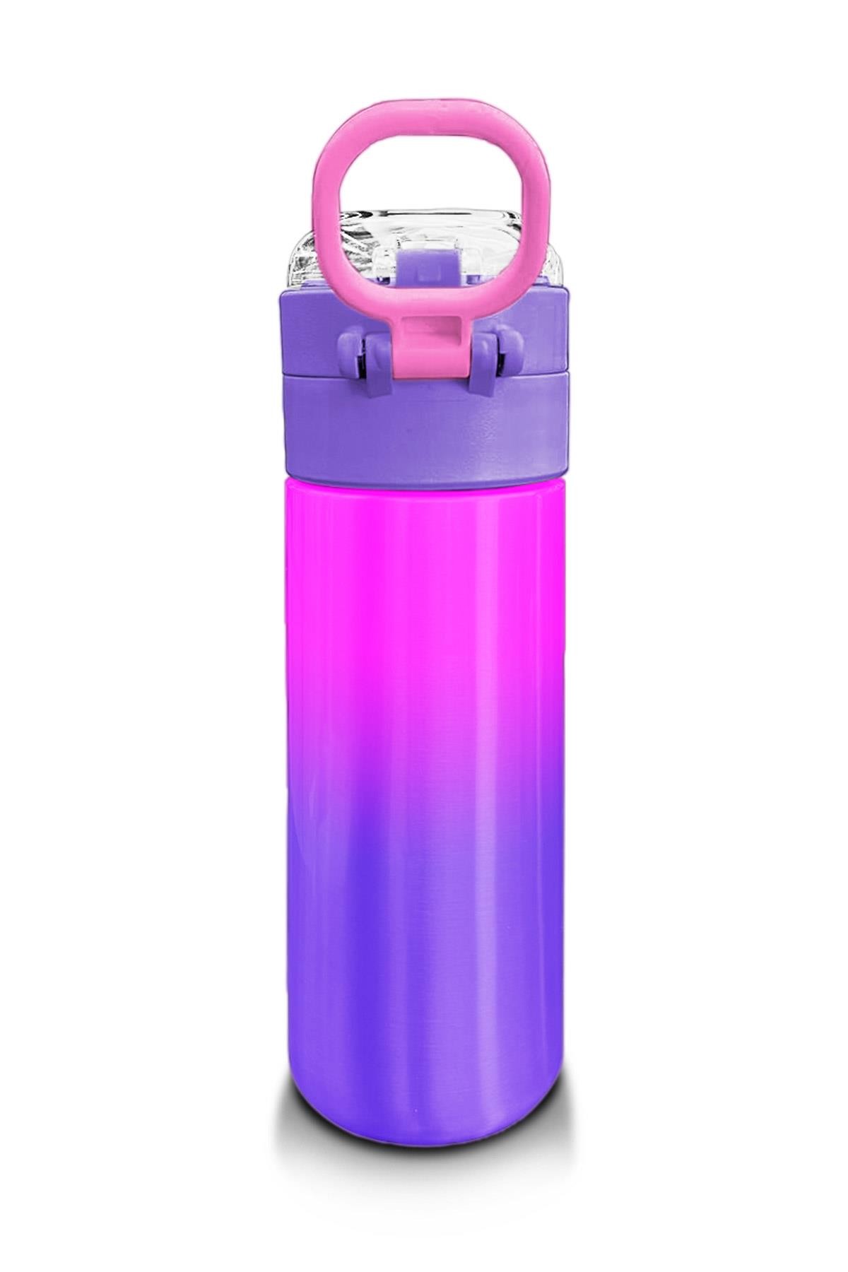 Coral High Kids Mor Renk Geçişli Desenli Pipetli ve Direkt İçim Çelik Termos 500 ml 31963