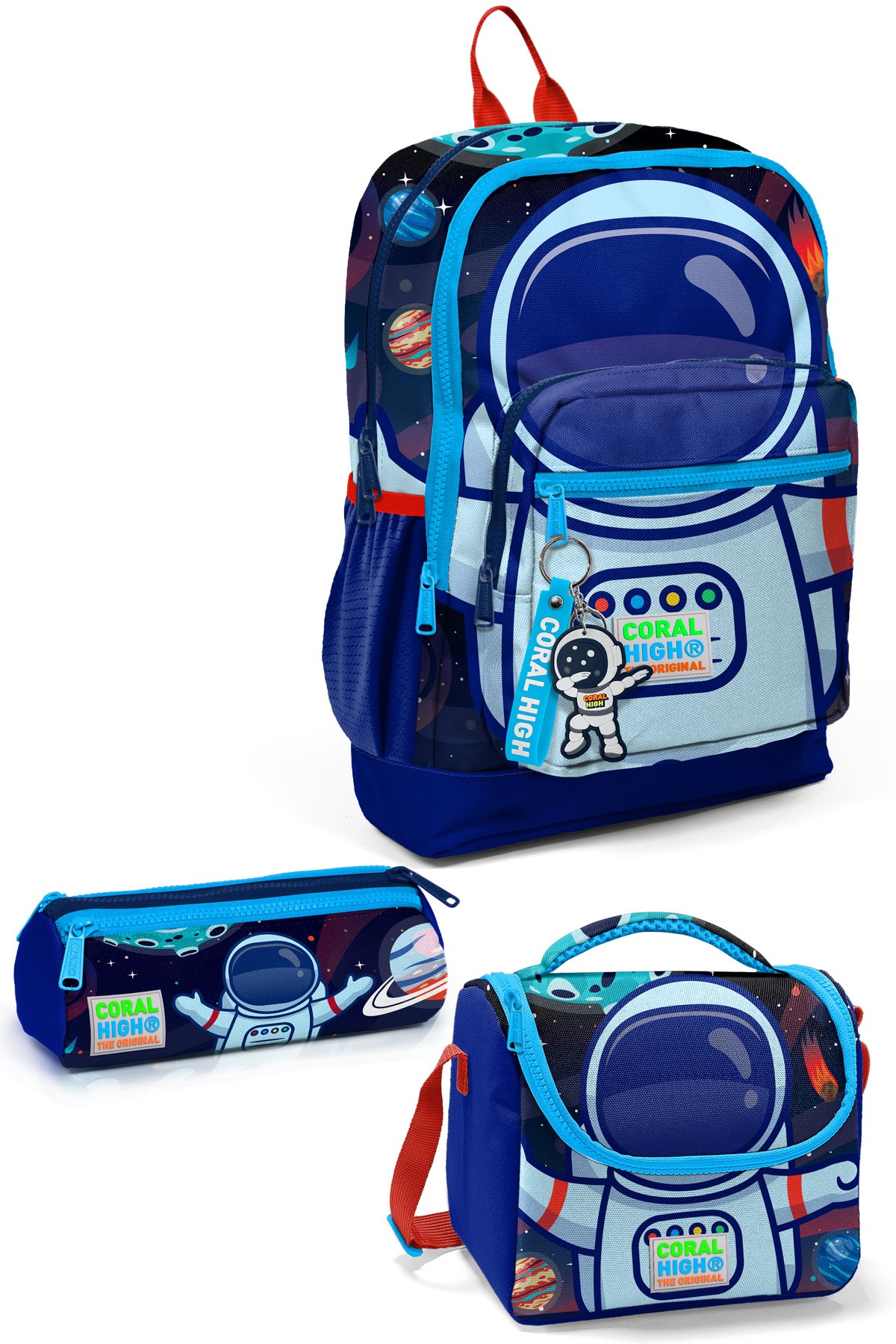 Coral High Kids Saks Mavi Astronot Desenli 3’lü Okul Çanta Seti SET0123724