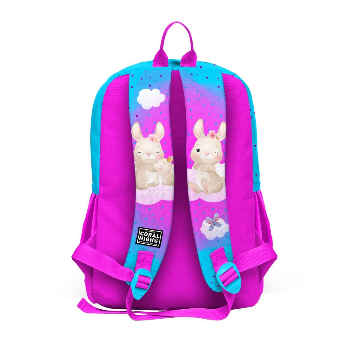 Coral High Kids Mavi Pembe Tavşan Desenli 3’lü Okul Çanta Seti SET0123736