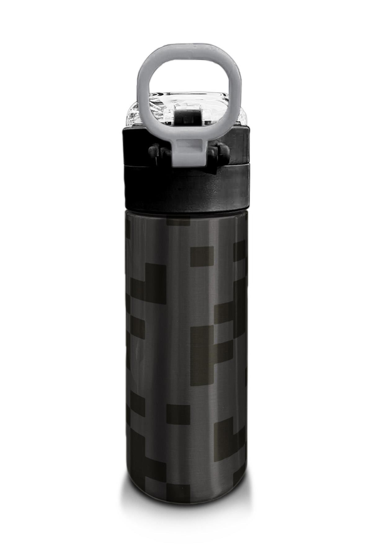 Coral High Kids Siyah Blok Desenli Pipetli ve Direkt İçim Çelik Termos 500 ml 31894