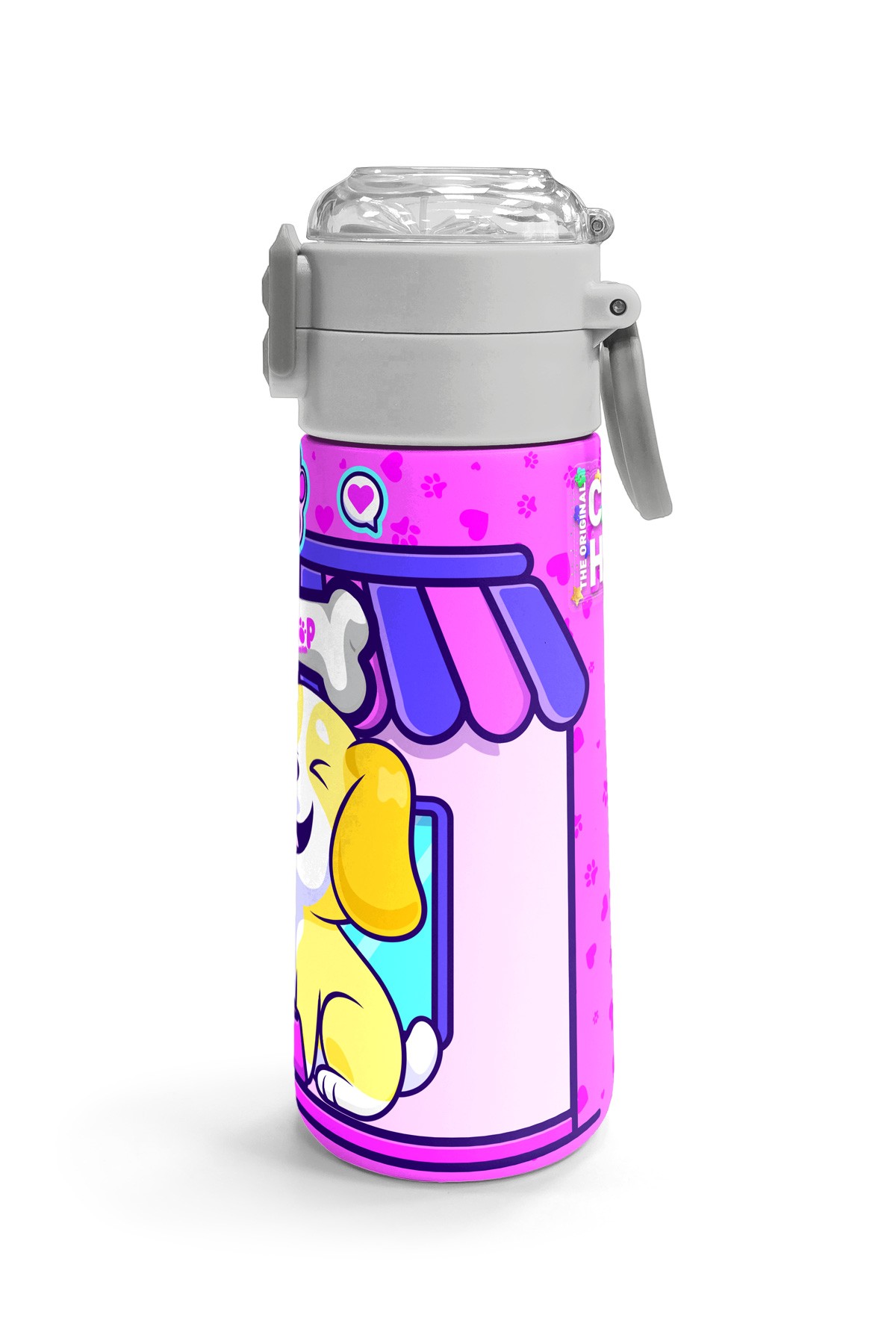 Coral High Kids Kedi Köpek Desenli Pipetli ve Direkt İçim Çelik Termos 500 ml 31810