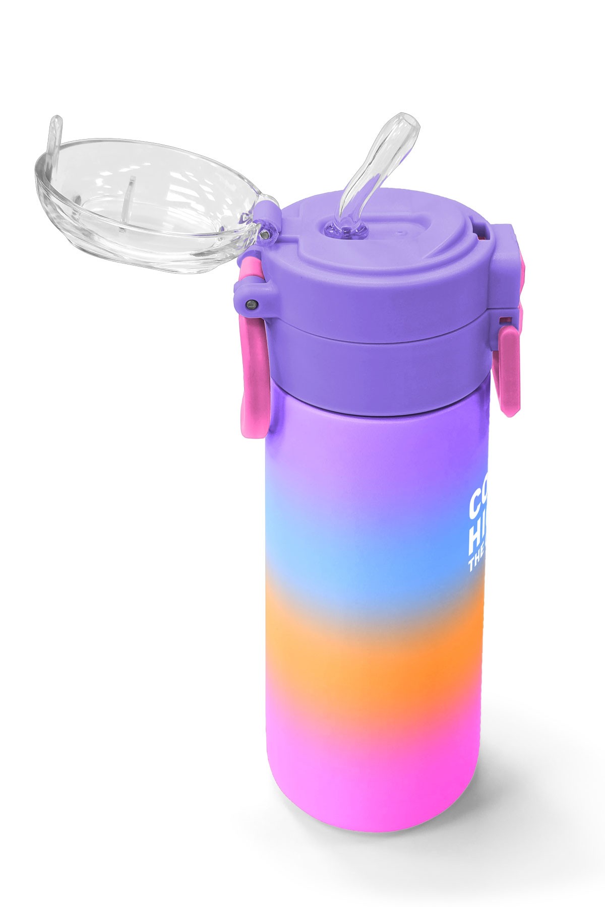Coral High Kids Renk Geçişli Desenli Pipetli ve Direkt İçim Çelik Termos 500 ml 31875