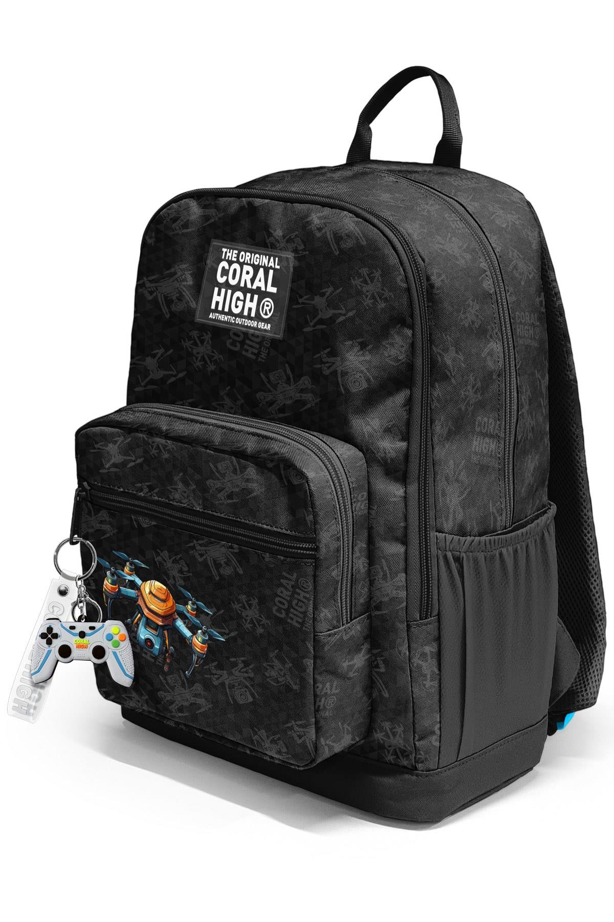 Coral High Siyah Drone Desenli Okul Sırt Çantası 23691