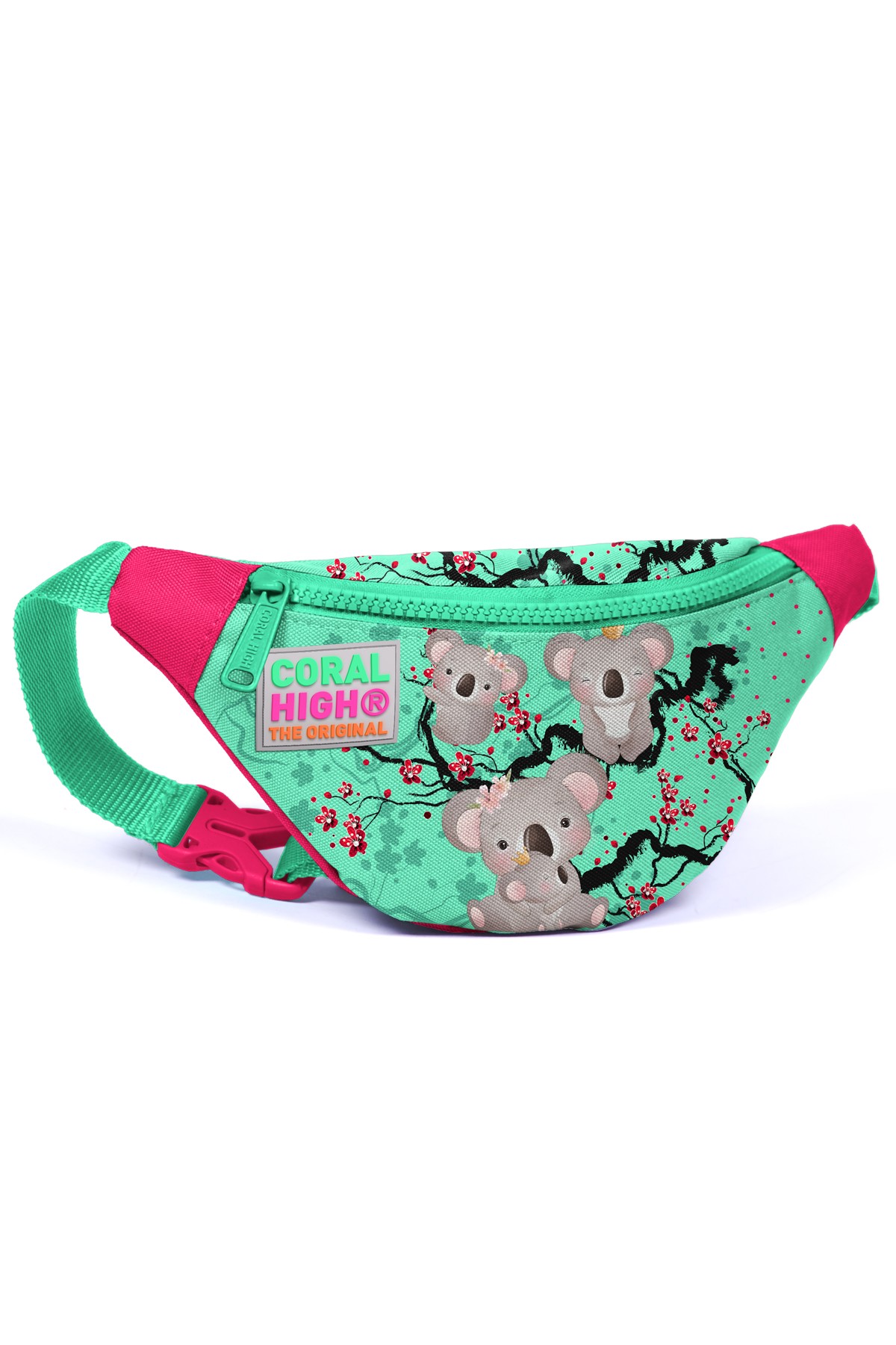Coral High Kids Su Yeşili Neon Mercan Koala Desenli Bel Çantası 22413
