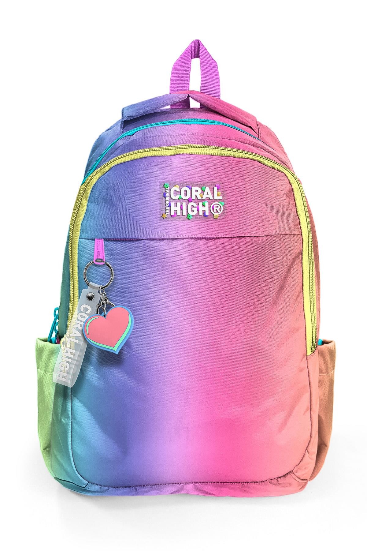 Coral High Kids Renk Geçişli Desenli Üç Bölmeli Okul Sırt Çantası 23668