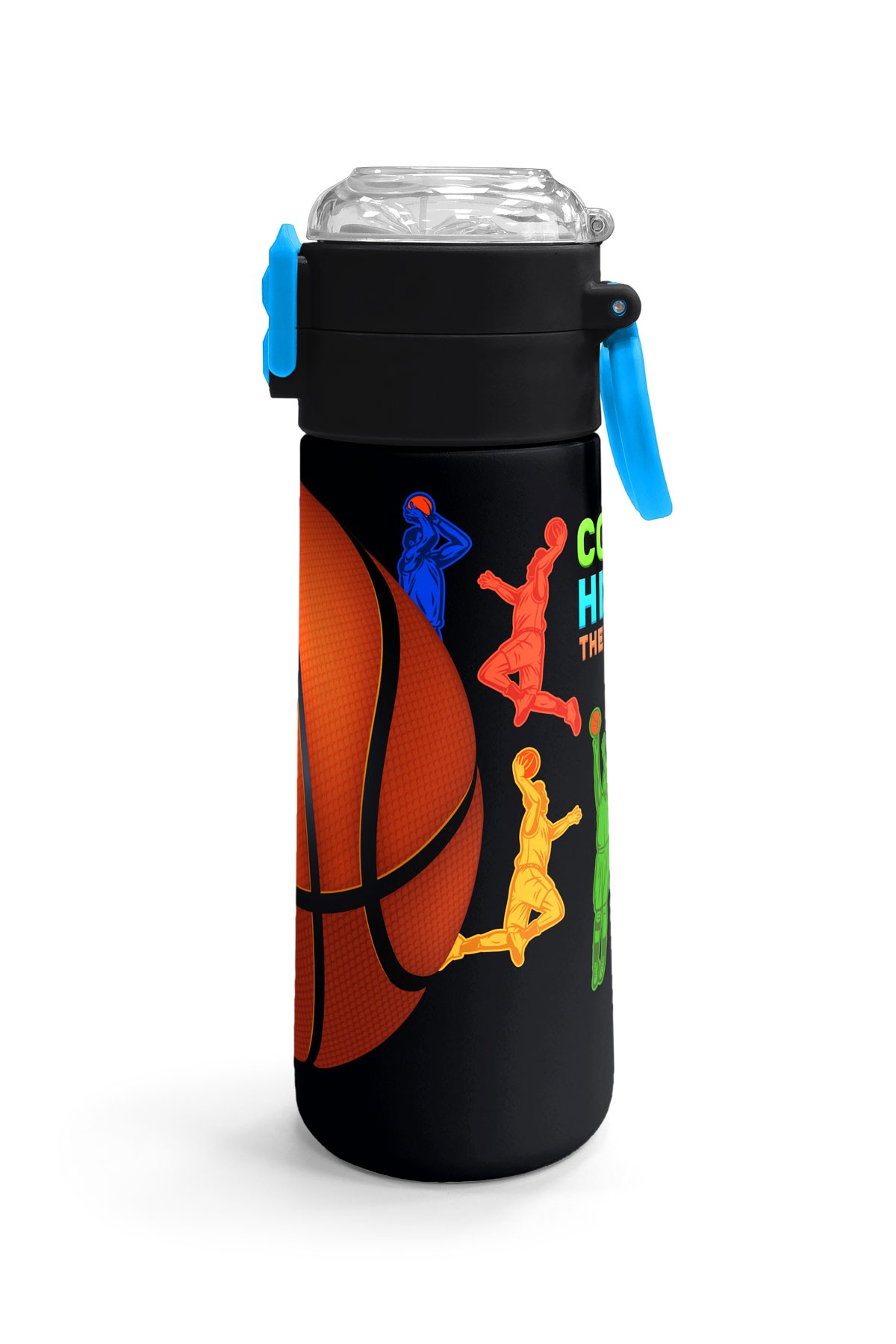 Coral High Kids Siyah Basketbol Desenli Pipetli ve Direkt İçim Çelik Termos 500 ml 31795
