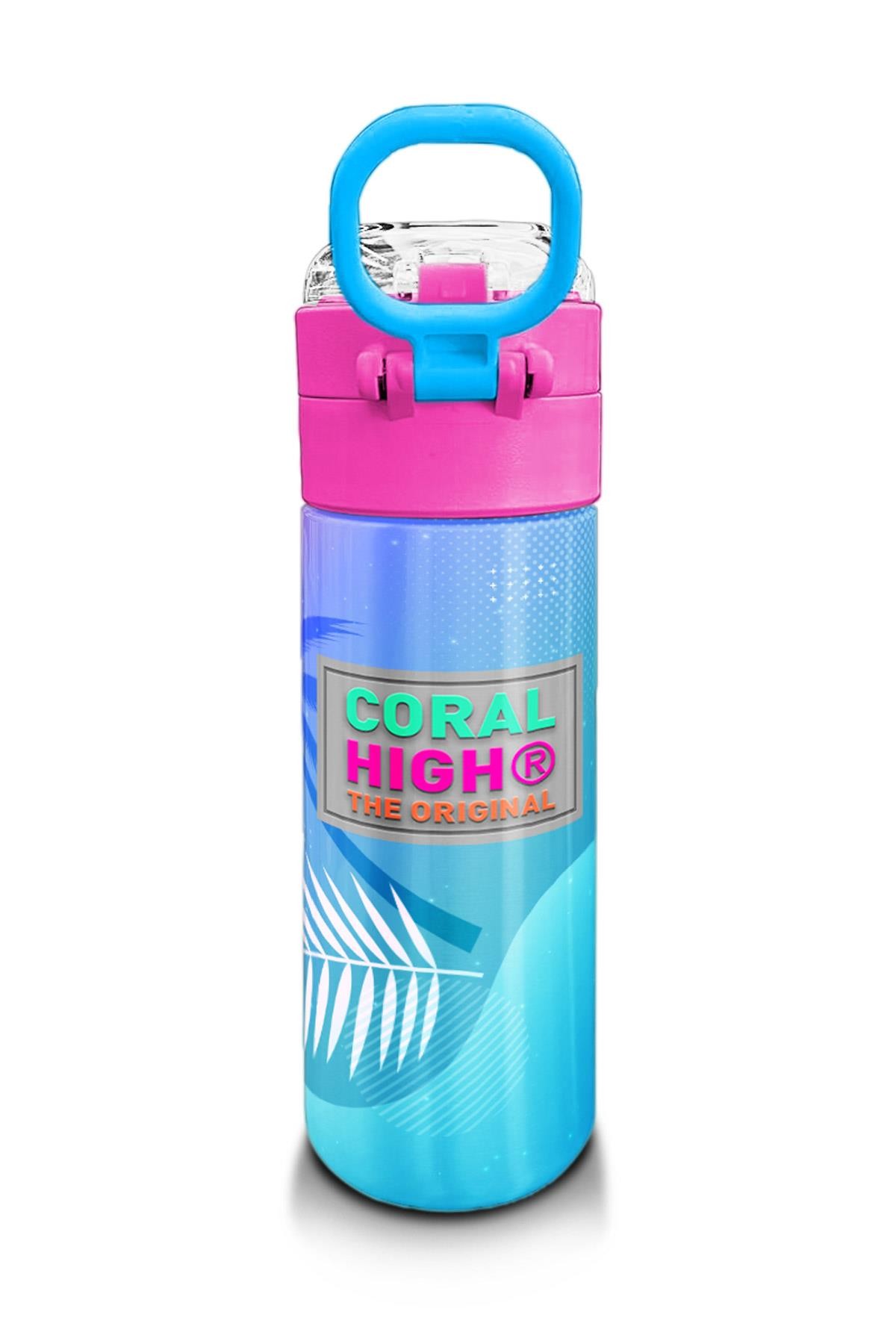 Coral High Kids Lavanta Pembe Flamingo Desenli Pipetli ve Direkt İçim Çelik Termos 500 ml 31921